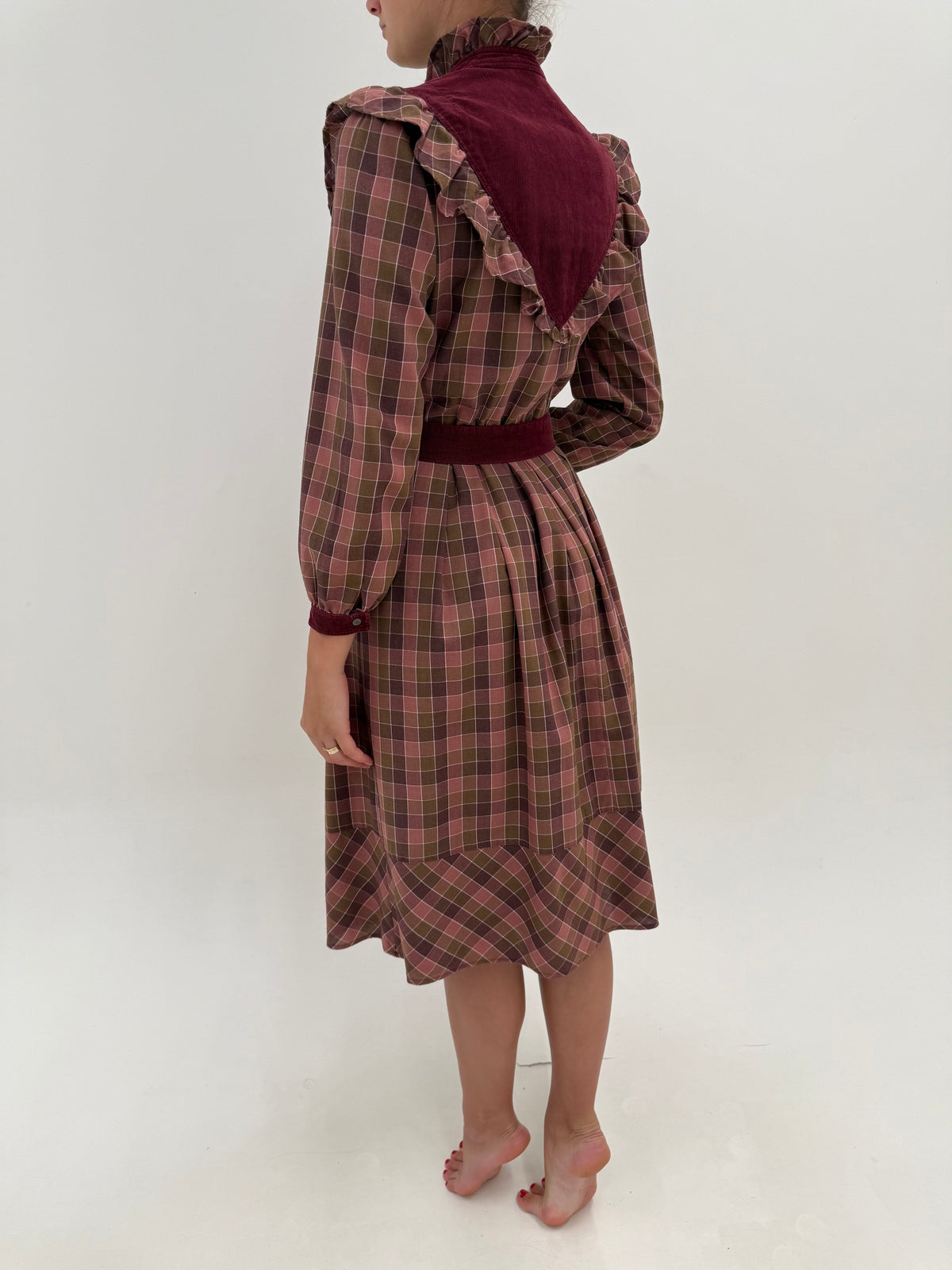 Rochie vintage în stil Ralph Lauren din bumbac gros cu talie marcată reglabilă