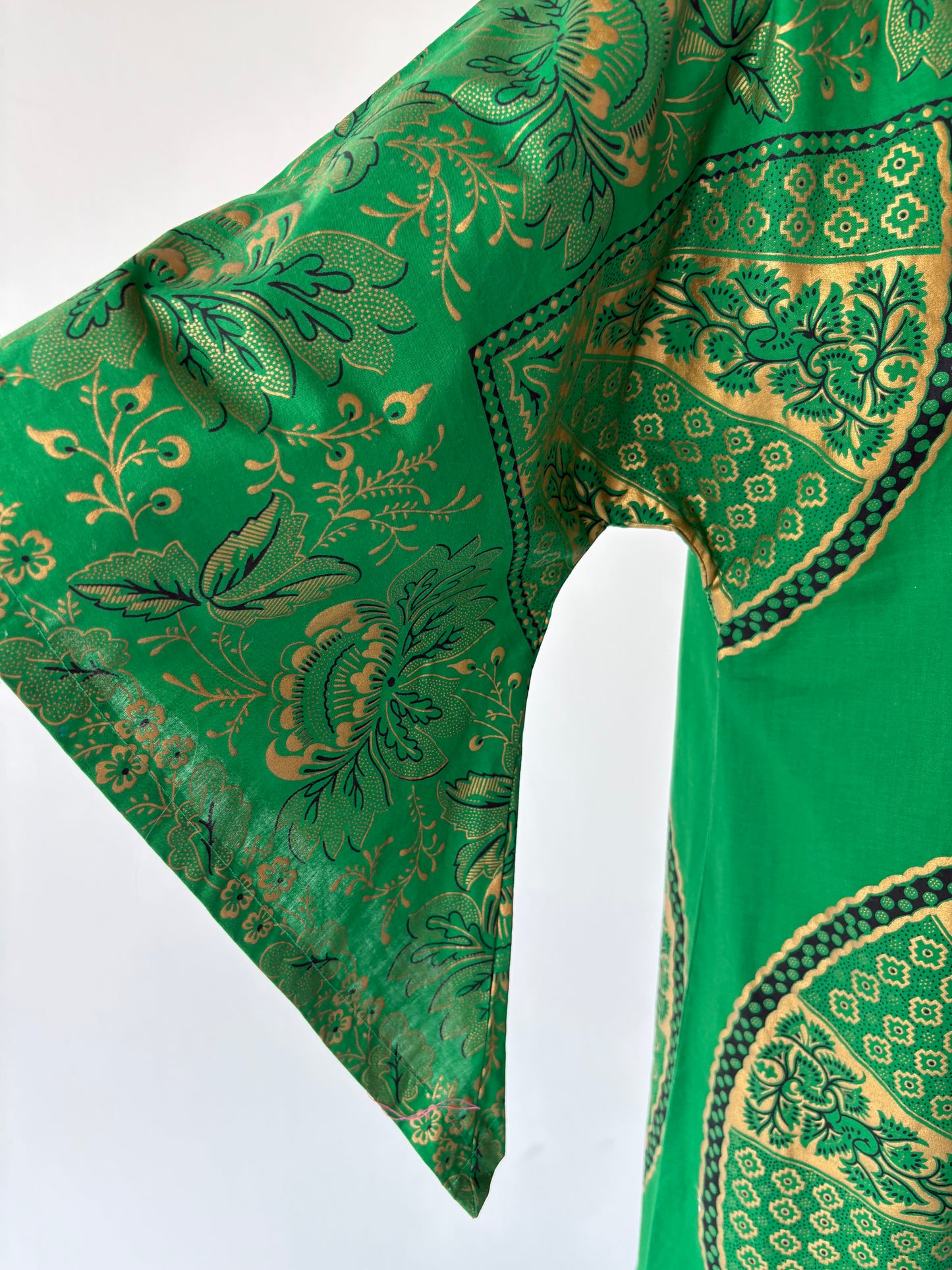 Kaftan maxi tall excepțional verde tare din pânză de bumbac