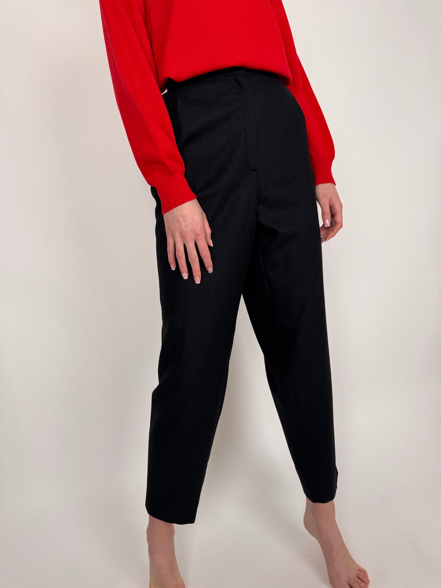 Pantaloni plus size tall din lanita extrafina ușor strech