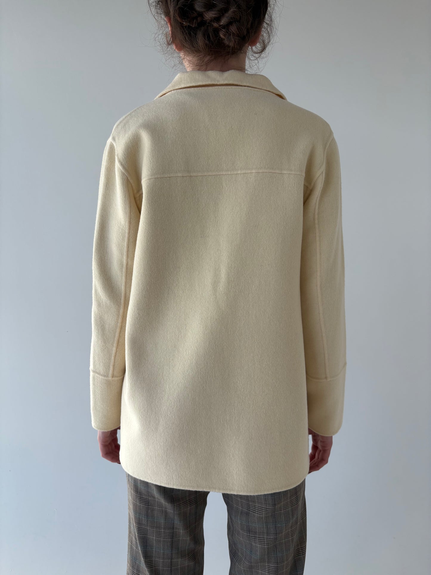 Paltonas luxury italian butter nude din stofă excepțională cu 2 fete de lana