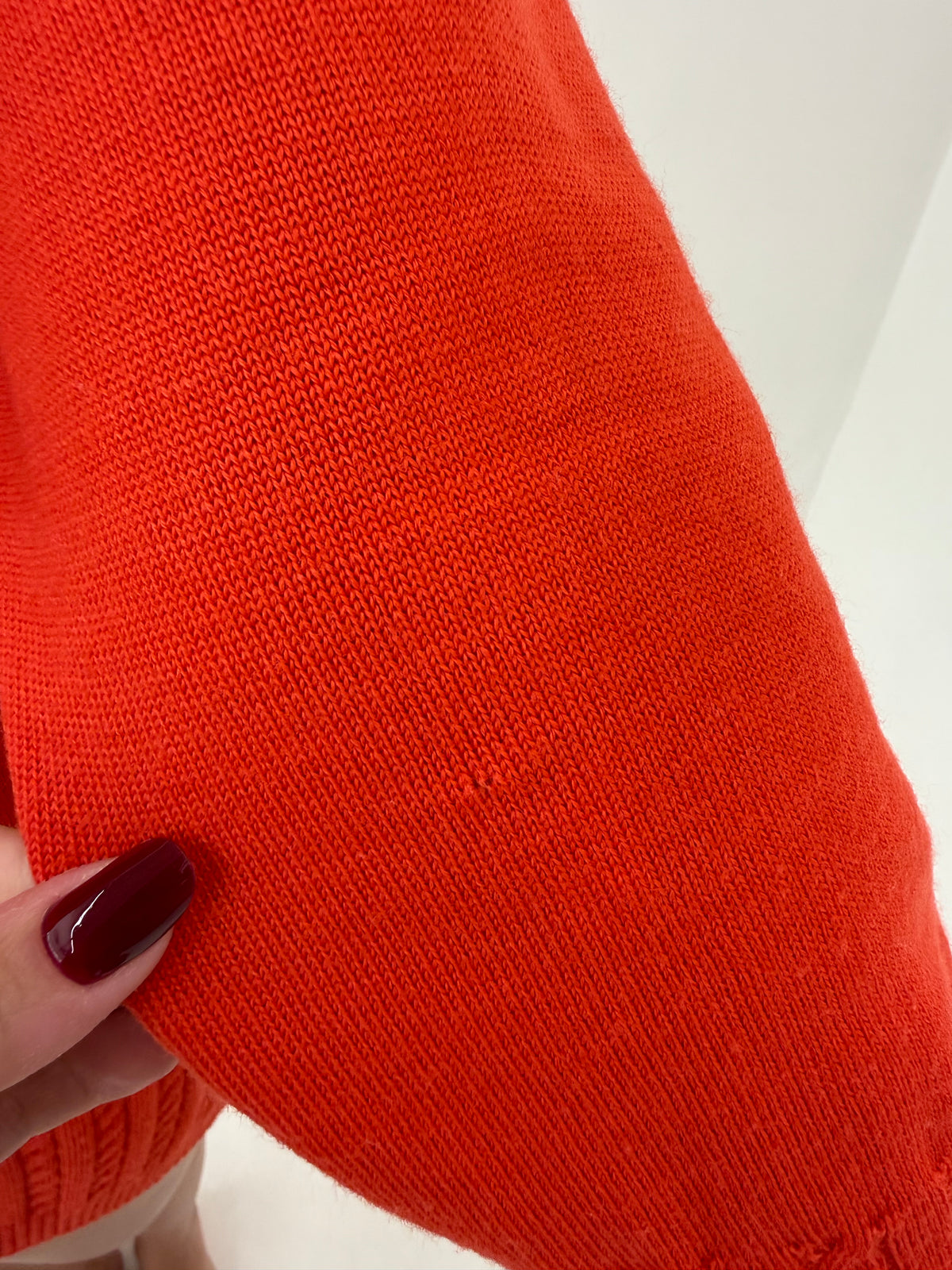 Maleta oranj quarter zip petite din lana extrafina pura virgină certificată