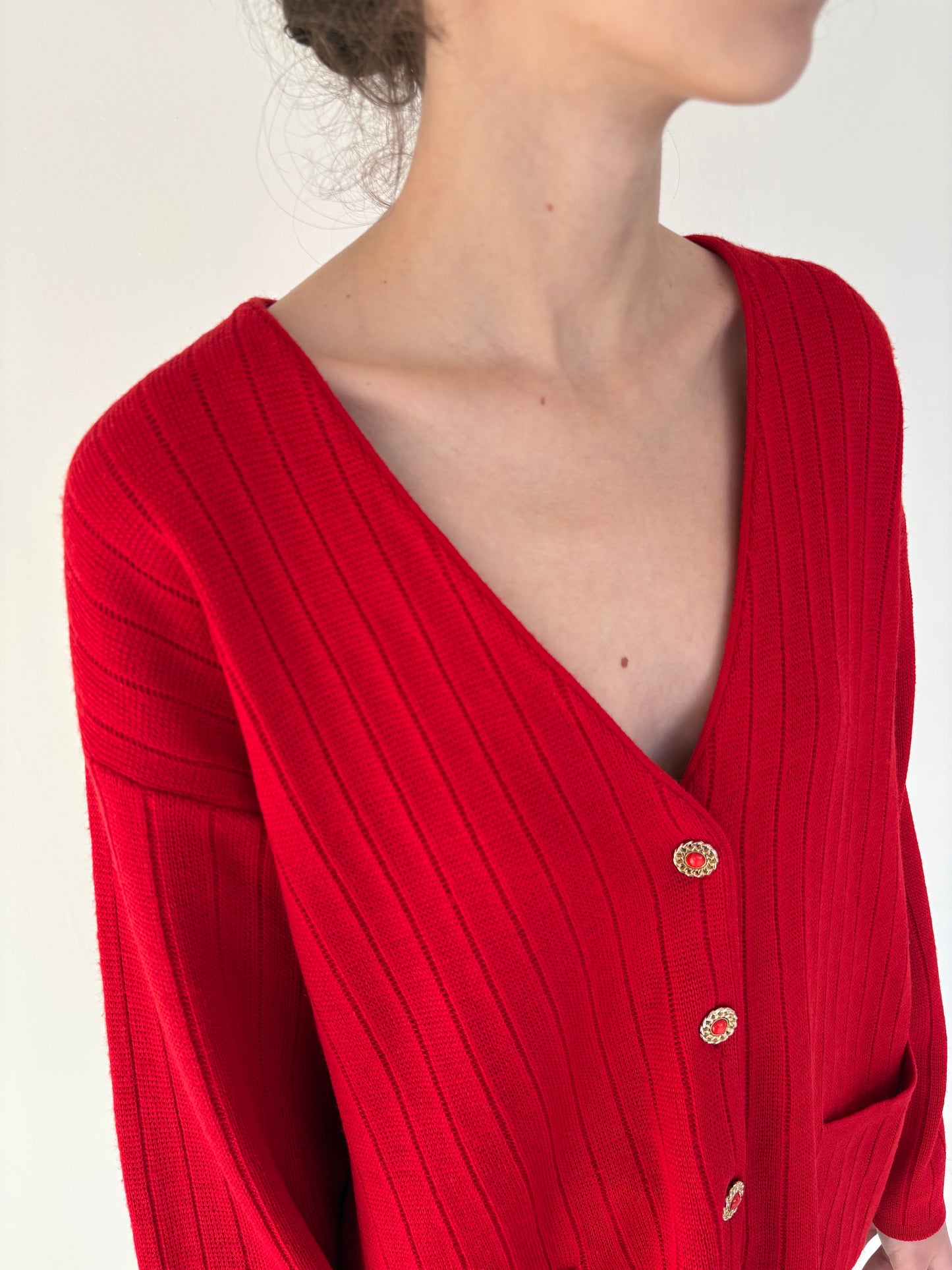 Cardigan vintage italian din lana extrafina plină de gramaj mare