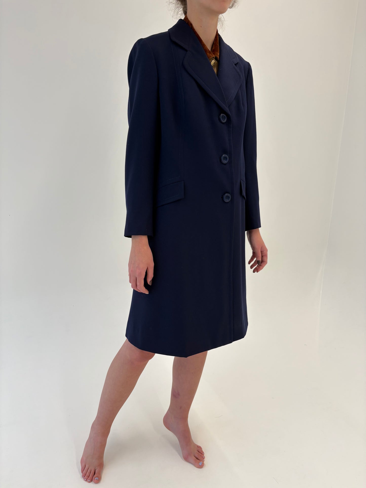 Palton old vintage anii 70 târzii din lână pieptănată și inspirație masculine chic