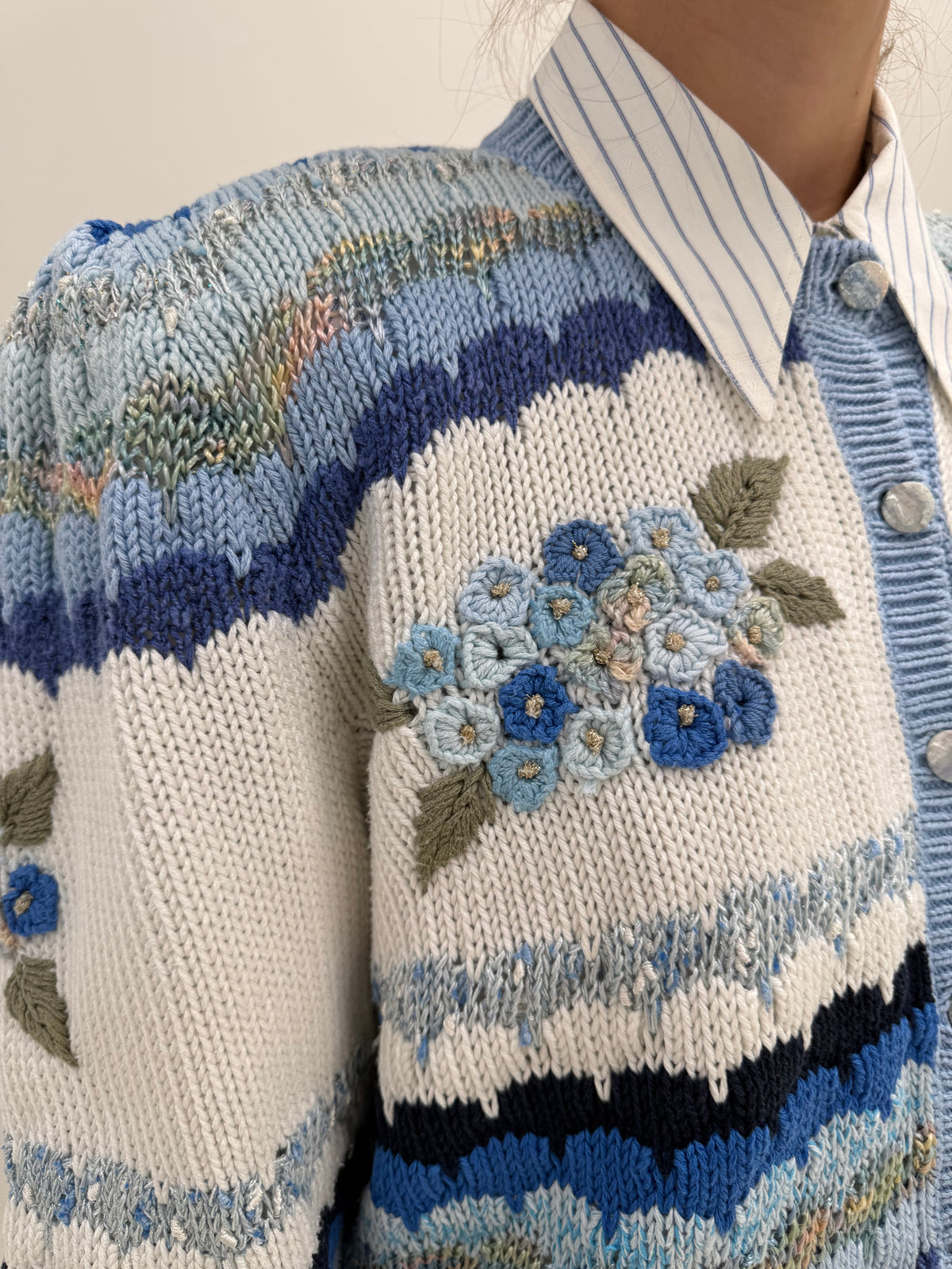 Cardigan gros / jachetă vintage lucrat manual cu broderie 3D excepțională