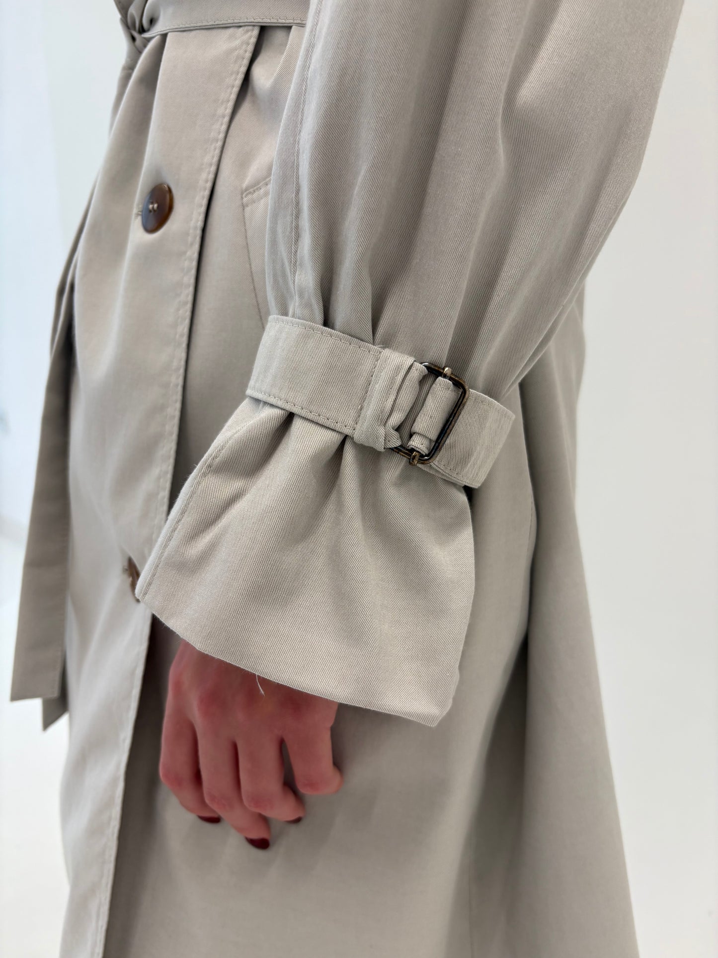 Trench vintage silver gray cu talie marcată reglabilă