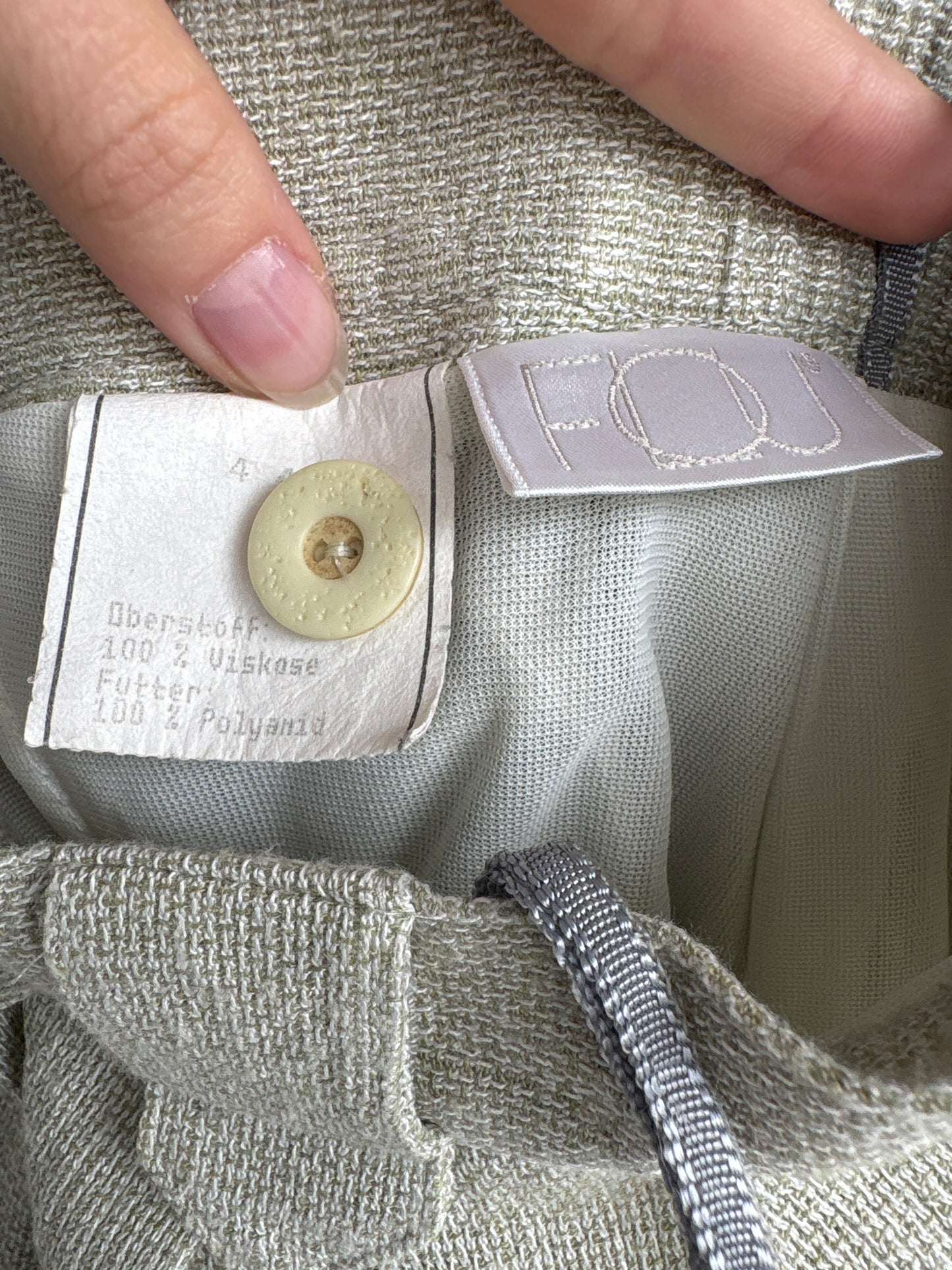Fusta vintage din pânză grea naturală light Sage green midi lung