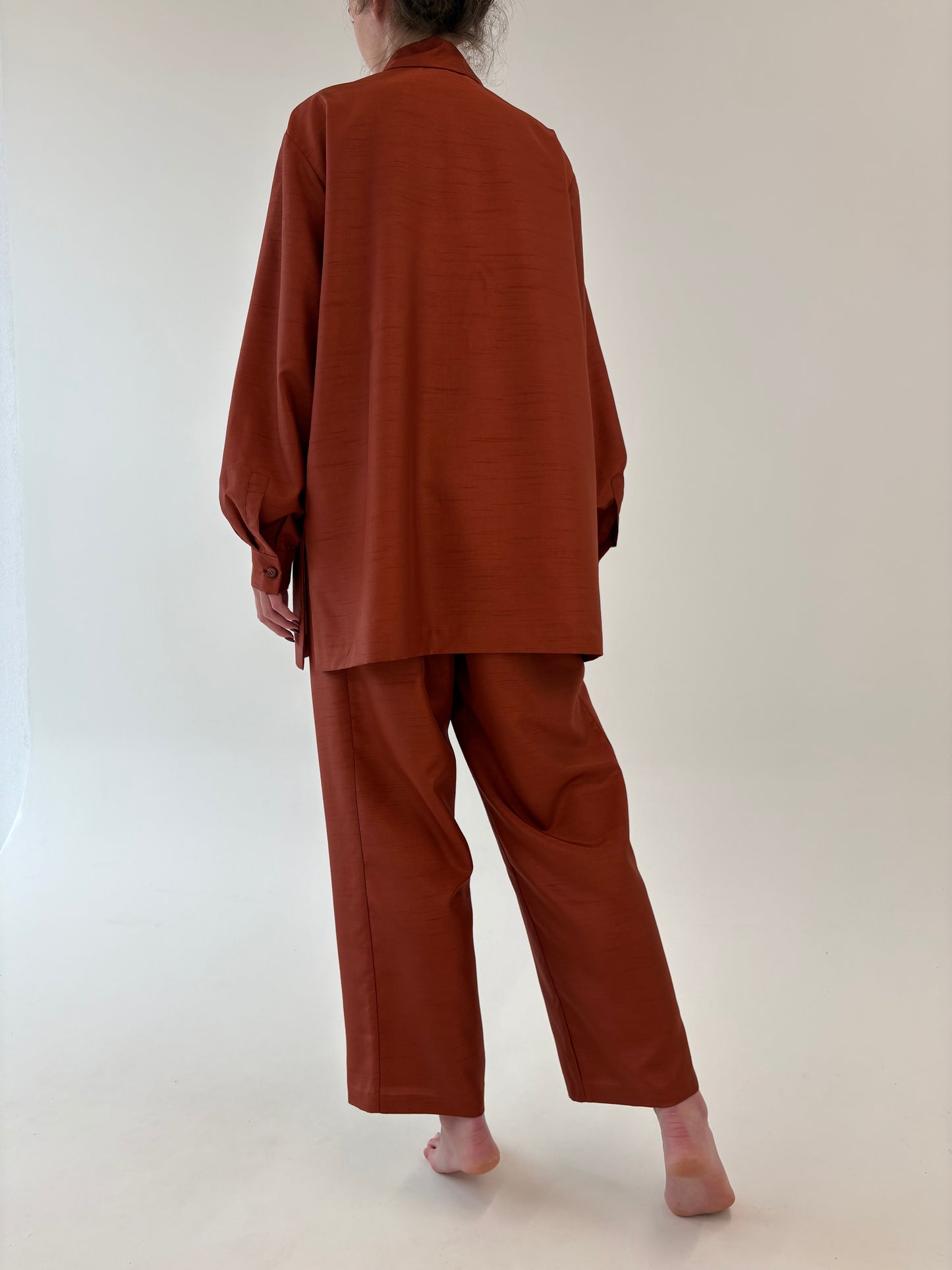Set vintage rust orange din tafta groasă texturată