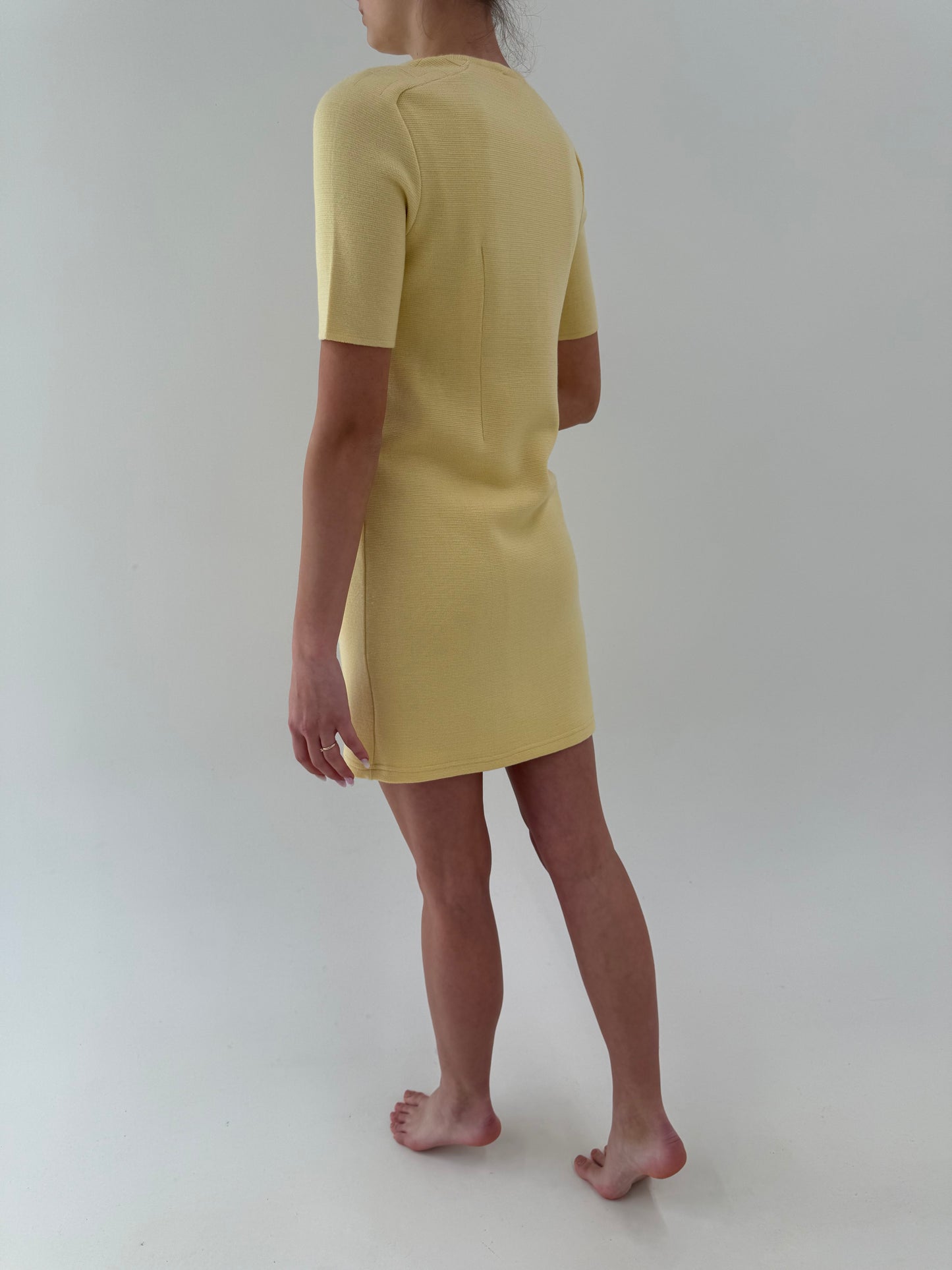 Set butter yellow din primăvară din jerse subțire de lana merino și extrafina