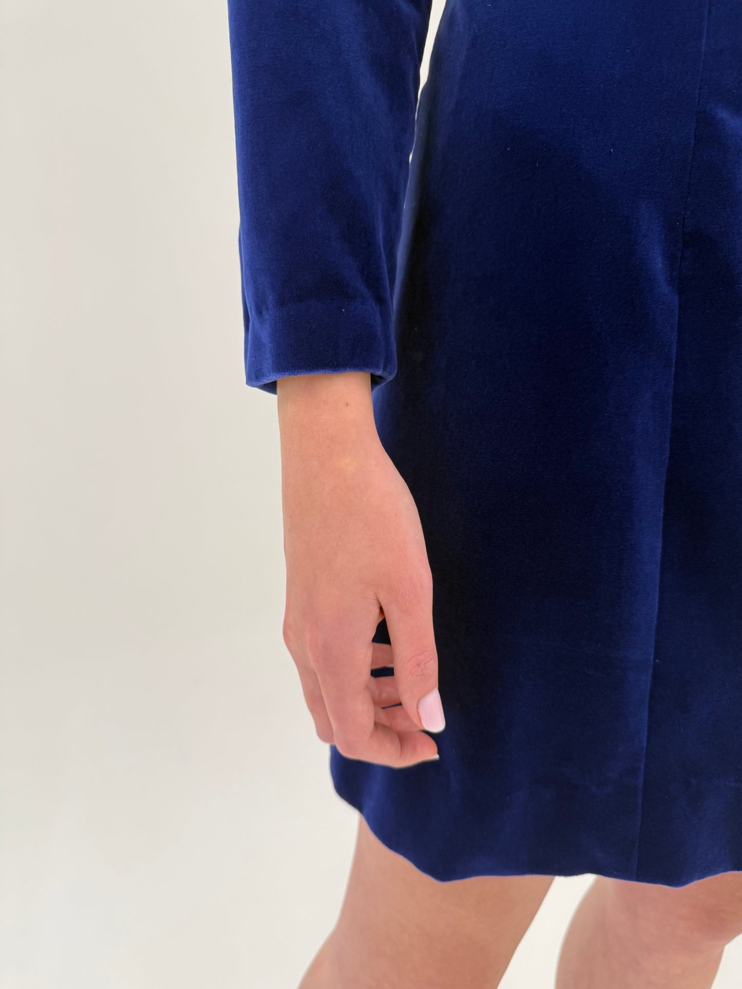 Rochie old vintage anii 60 albastru cerneală din catifea excepțională