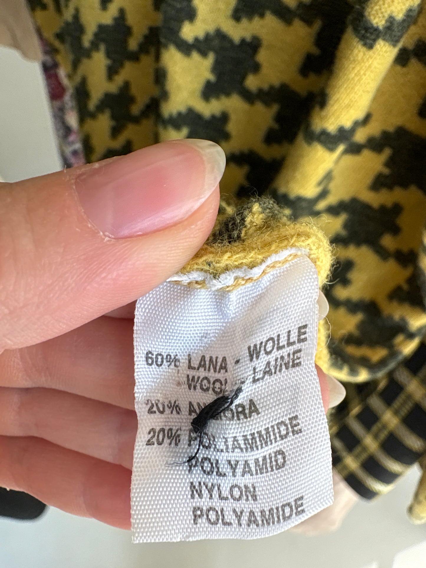 Cardigan italian din lana extrafina cu Angora și print pied de coq