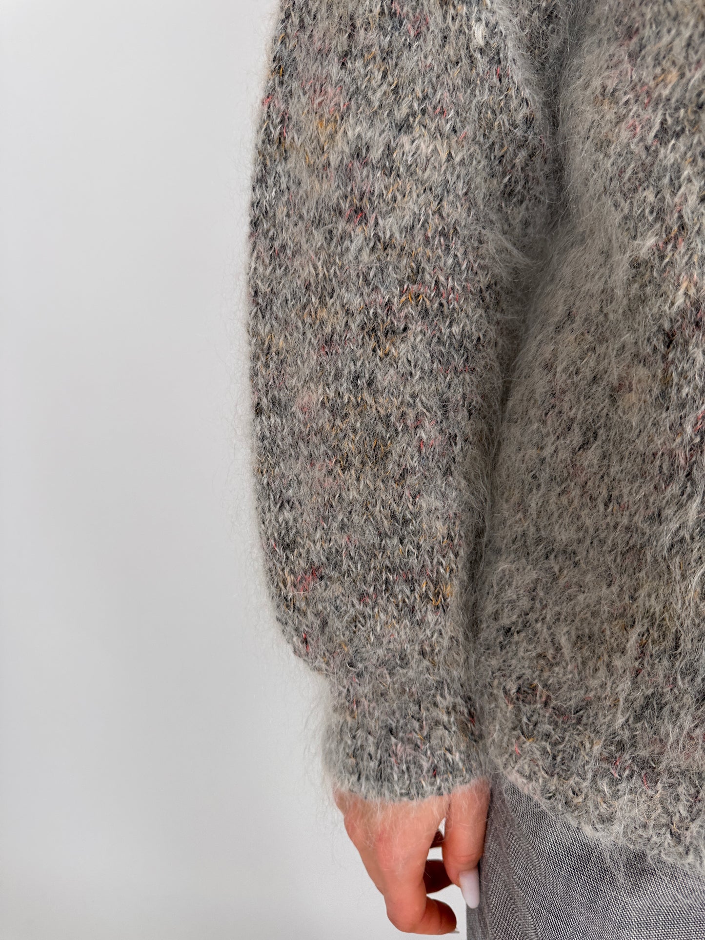 Cardigan vintage excepțional din mohair cu nasturi din piele naturală