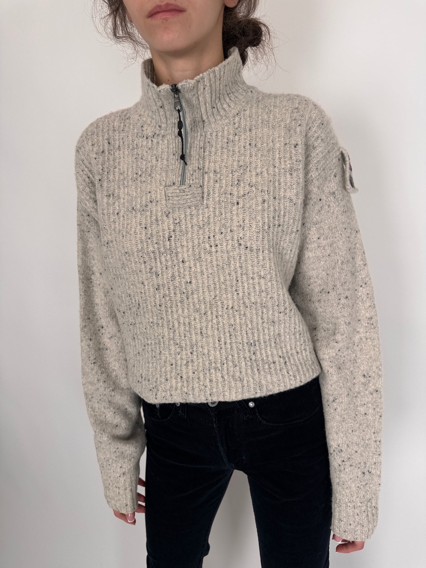 Maleta italiană cu influențe sport din lana merino extrafina cloud gray