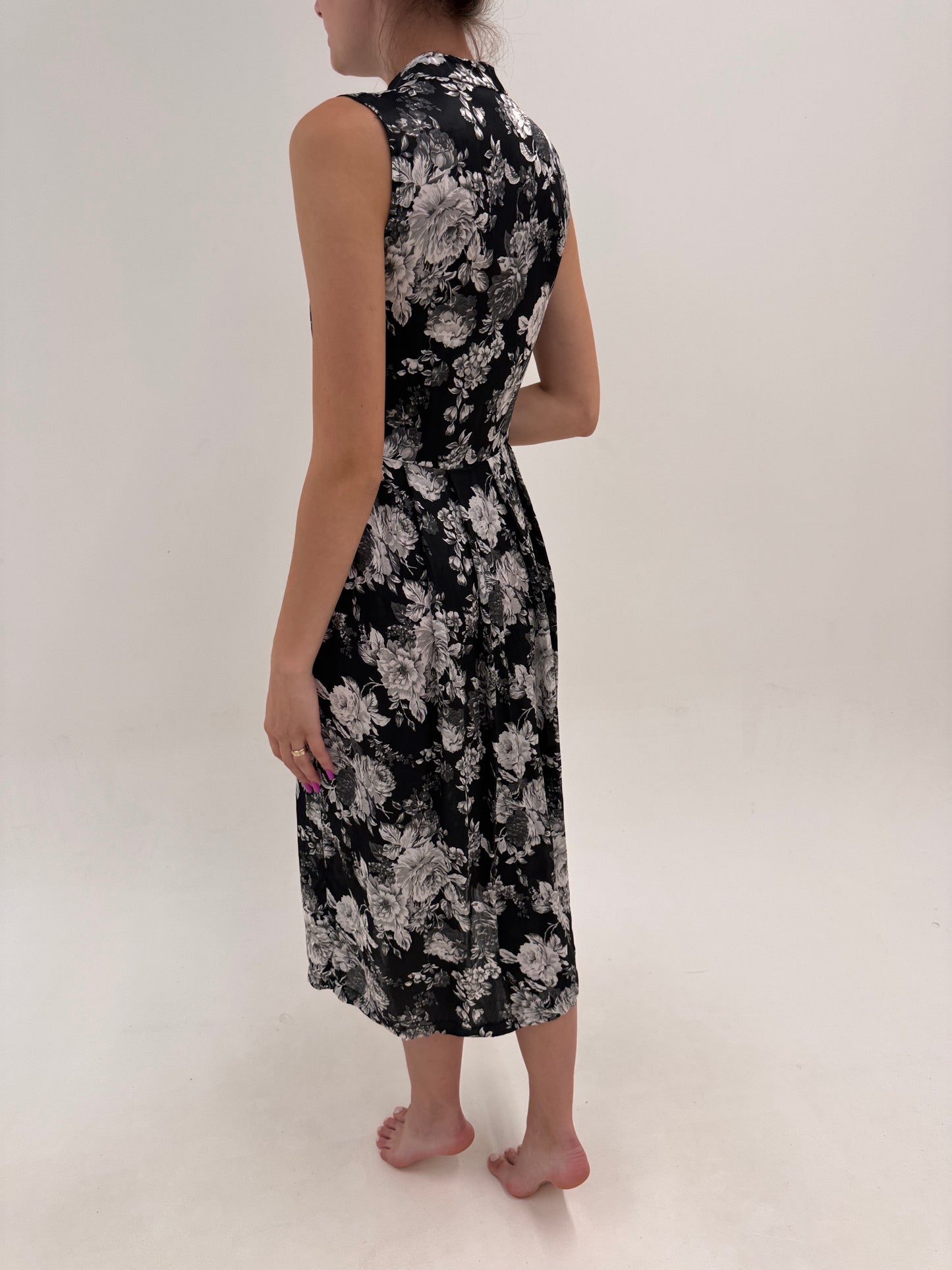 LBD maxi in croi superbă cu print floral din twill excepțional ușor satinat de la zi la seară