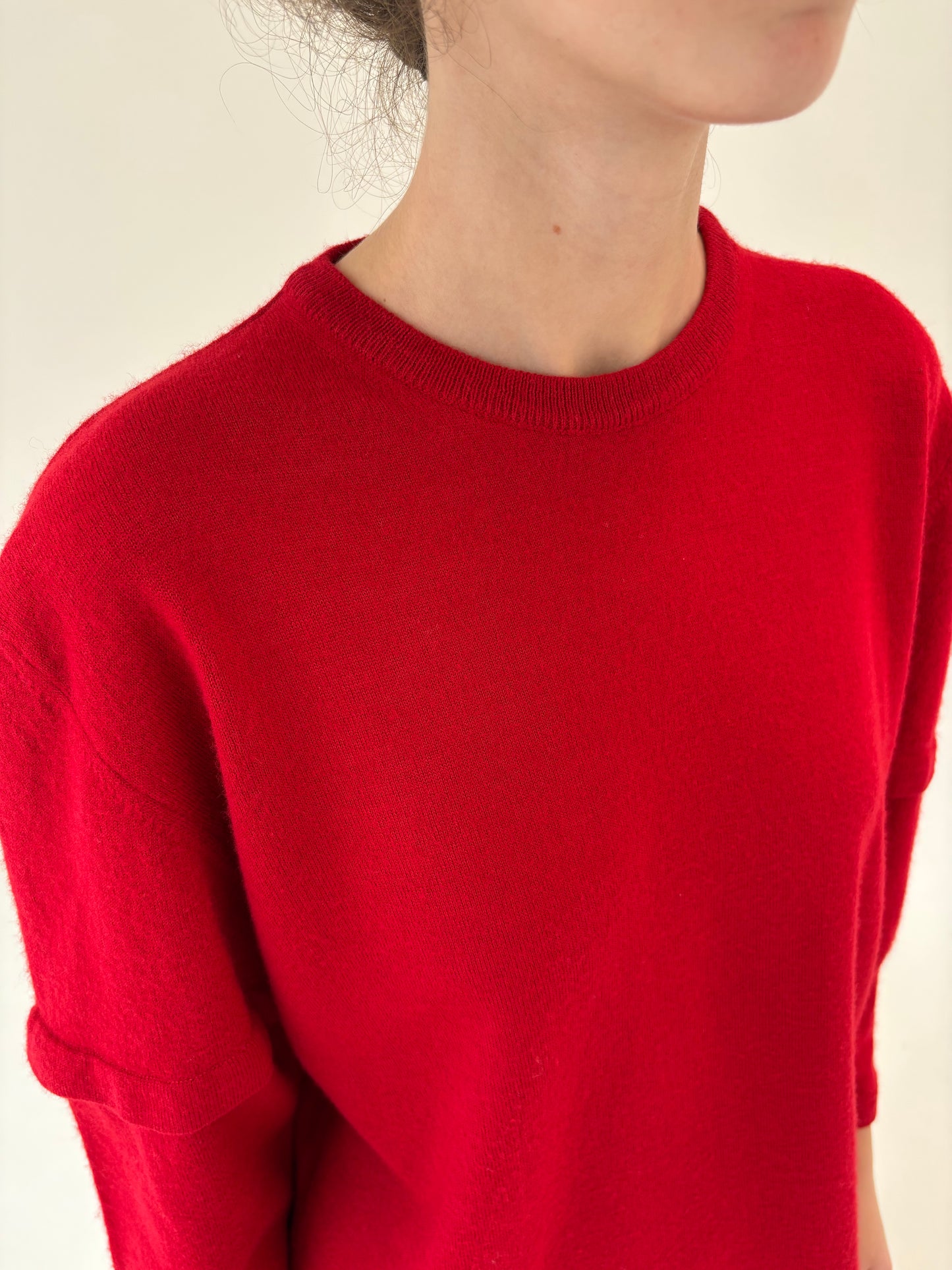 Pulover cherry red gros din lana merino extrafina