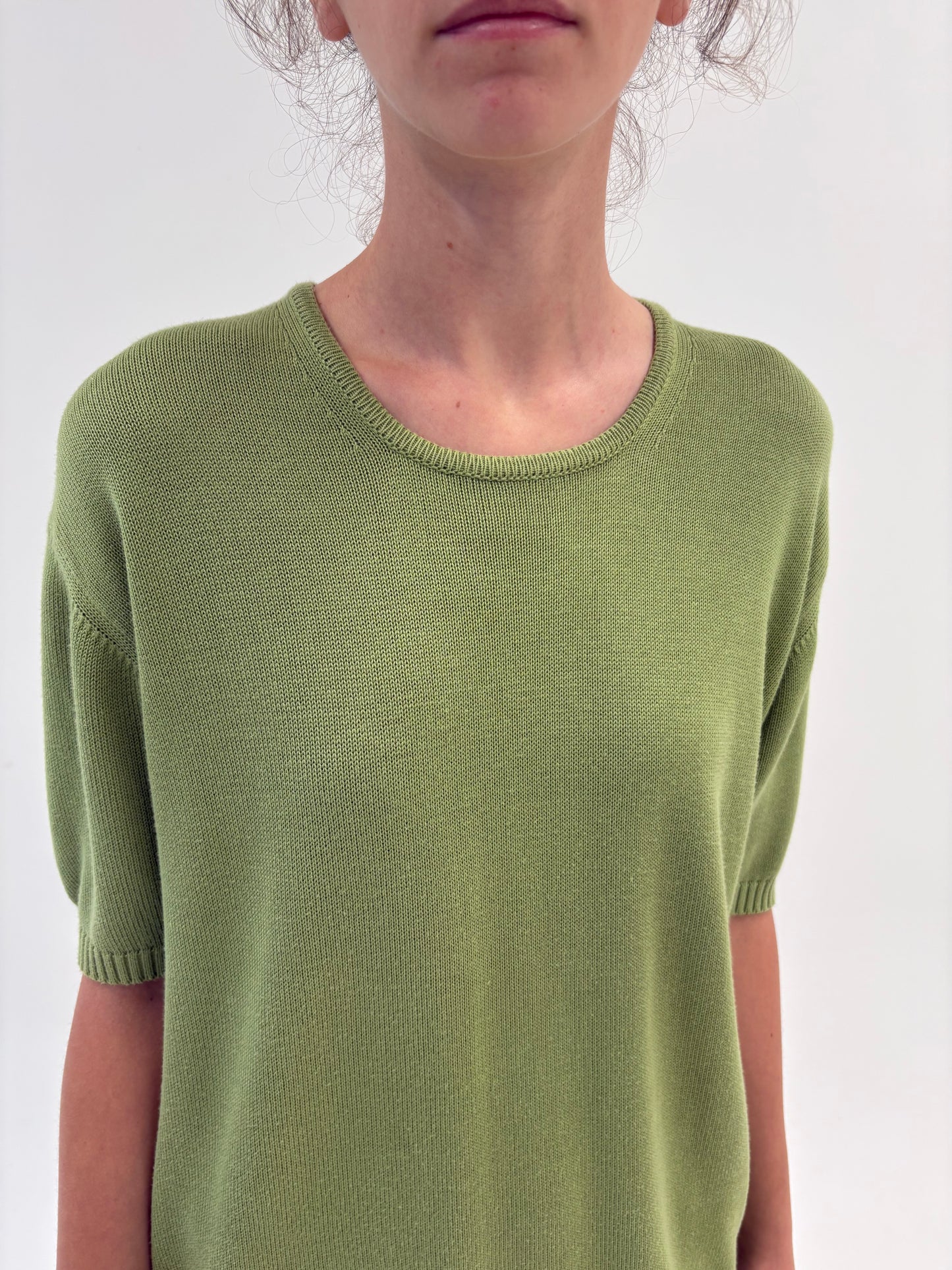 Top seaweed green din jerse de gramaj mare din mix de lana extrafina