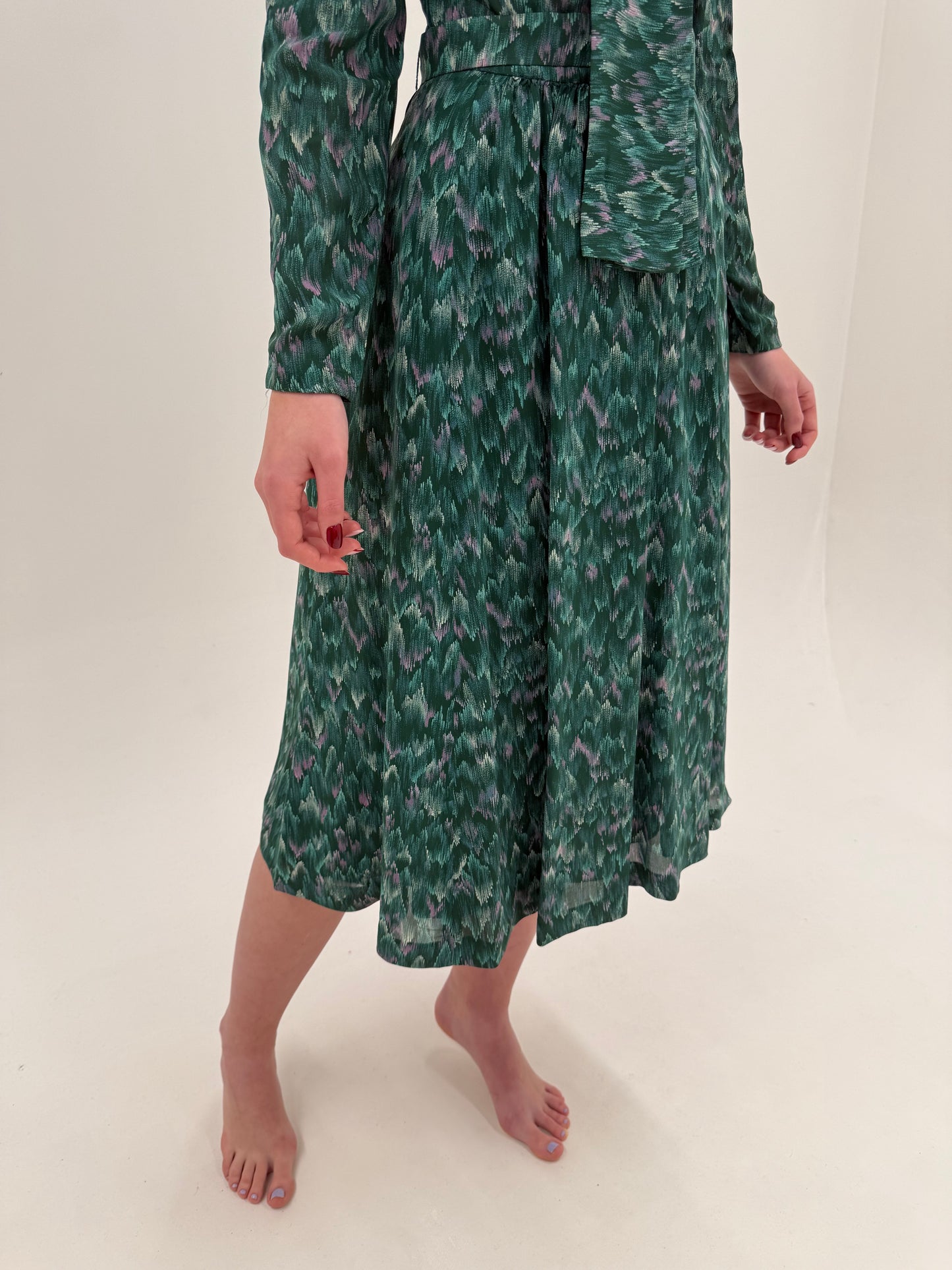 Rochie Old vintage anii 70 din creppe gros de blend mătase naturală