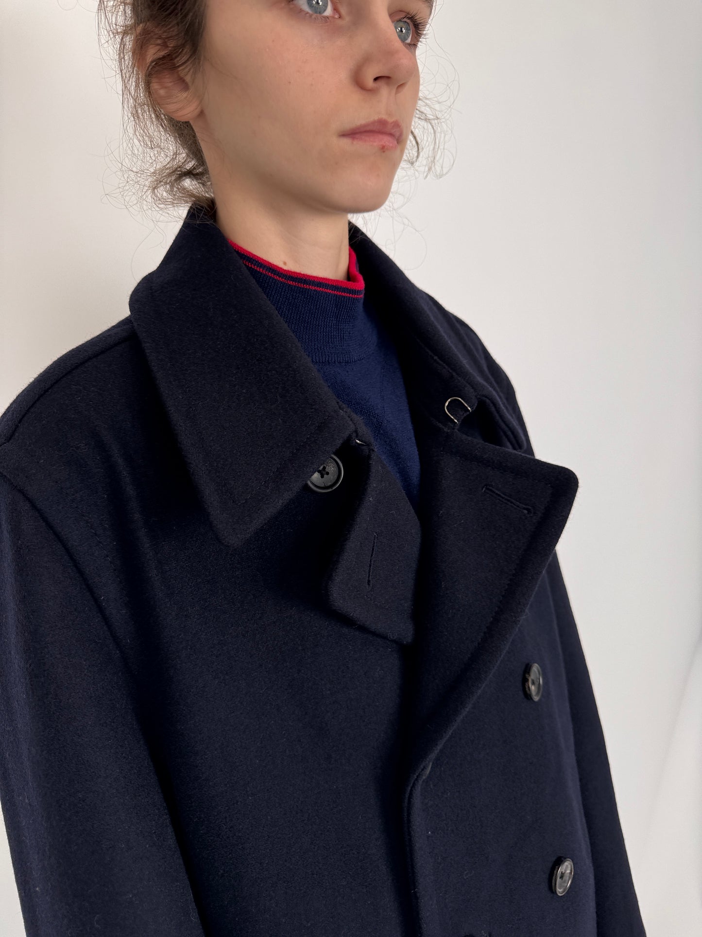 Jacheta Tommy Hilfiger cu închidere dublă din stofă de lana Navy