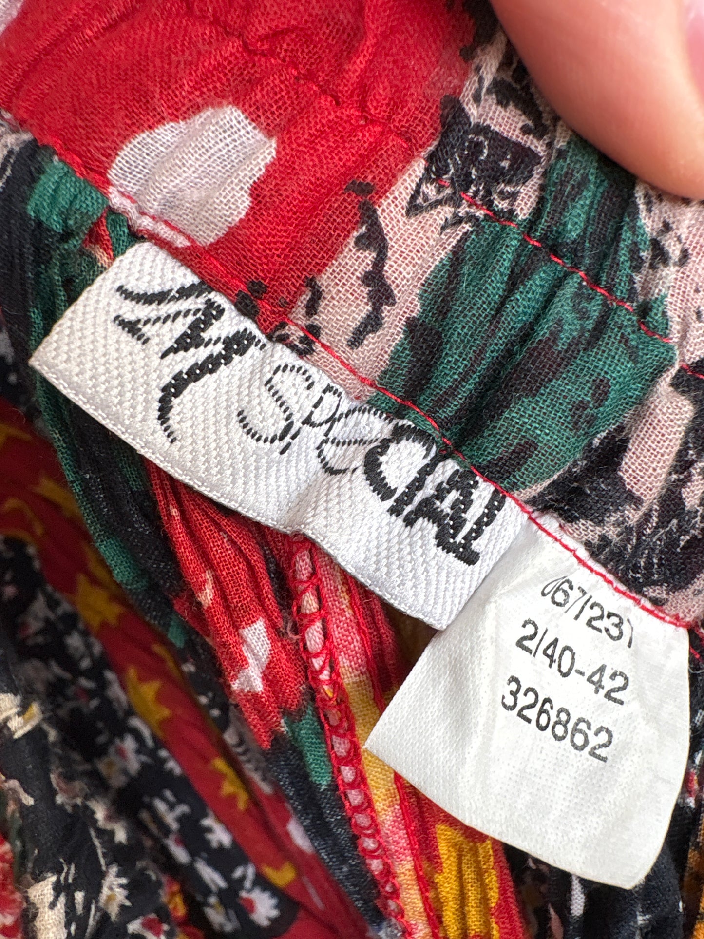 Rochie maxi patchwork din muselina de bumbac cu talie elastică