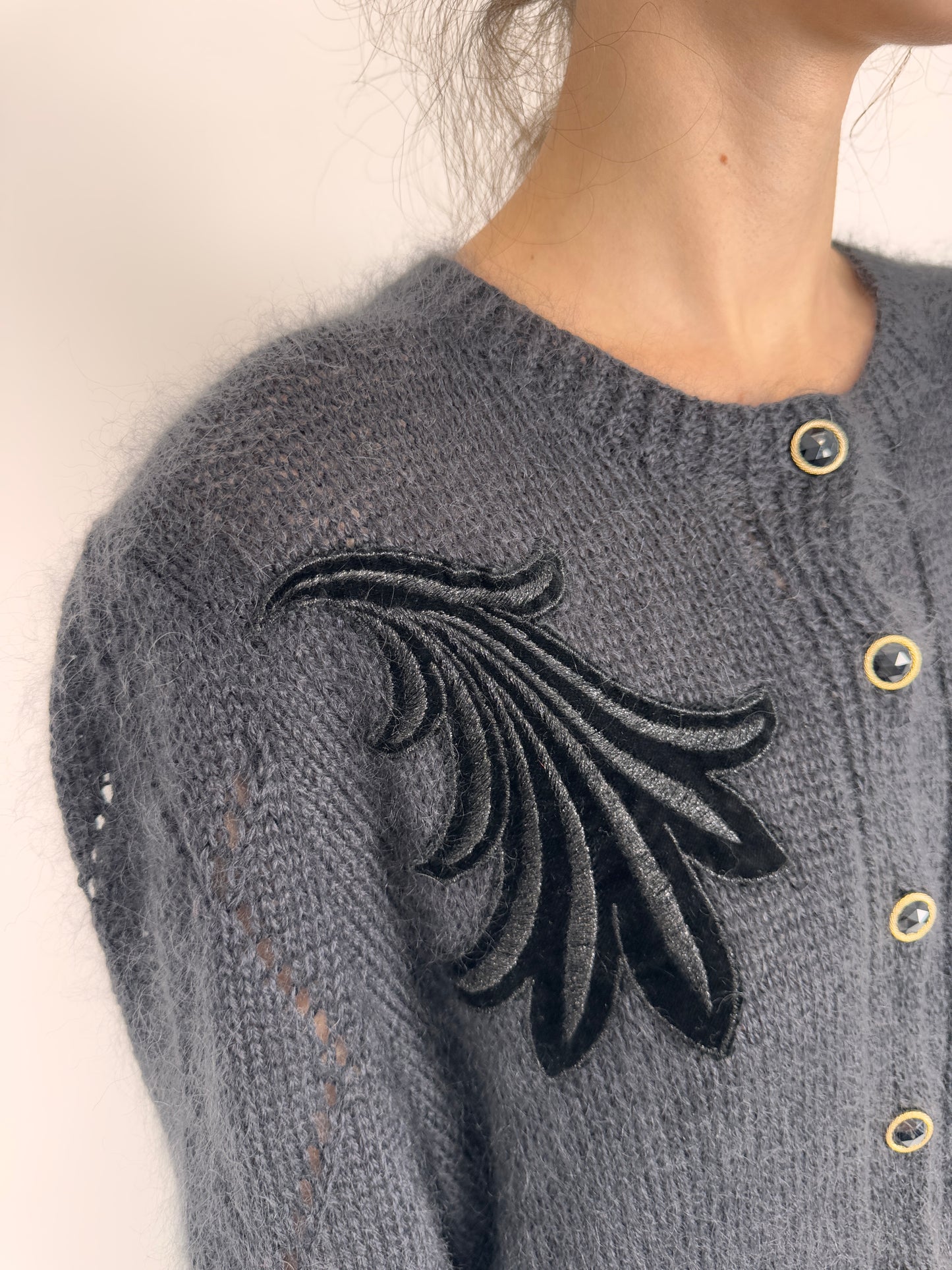 Cardigan vintage excepțional din lana extreem de fină și Angora