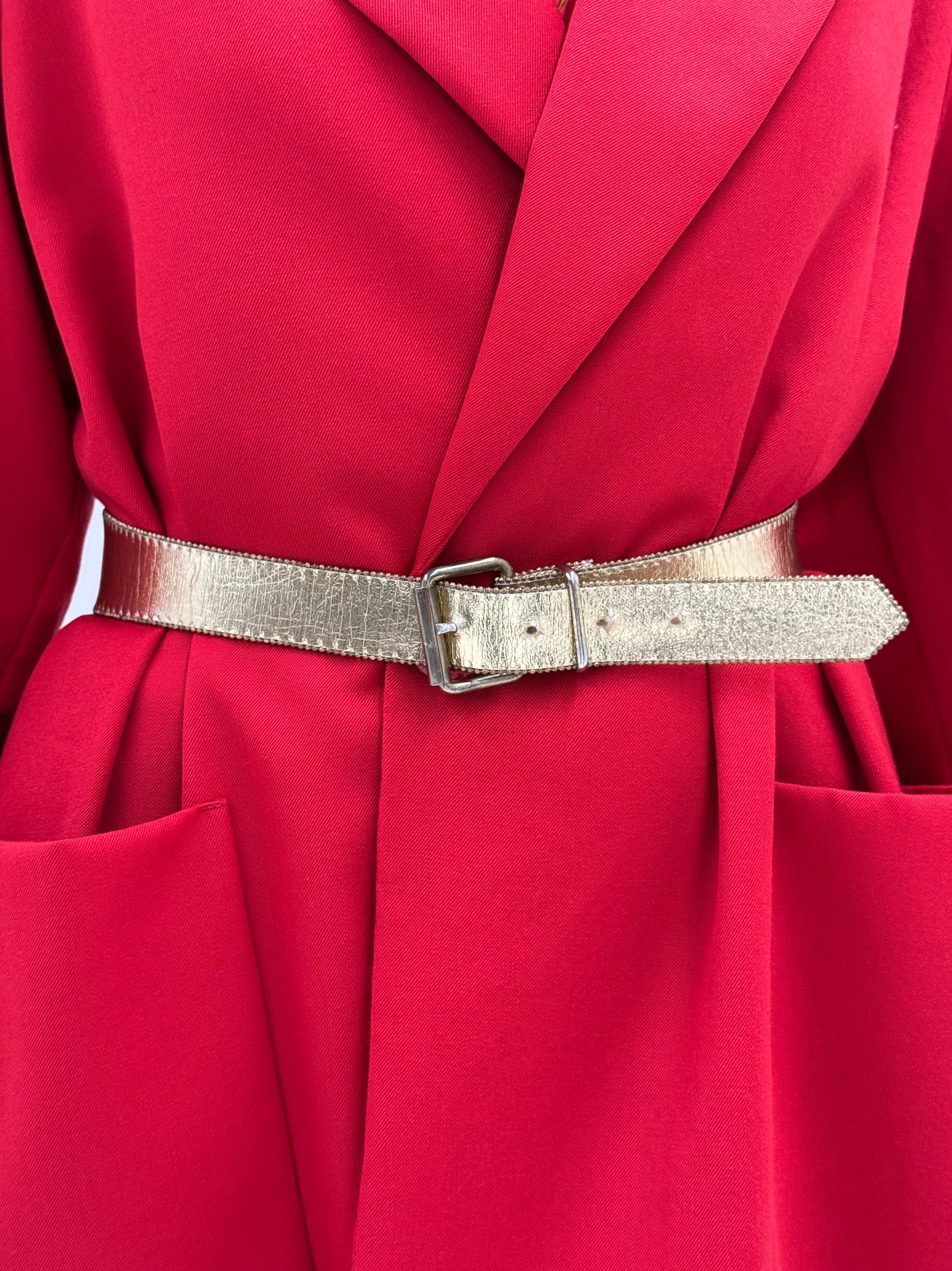 Centura vintage italiană din piele naturală soft gold