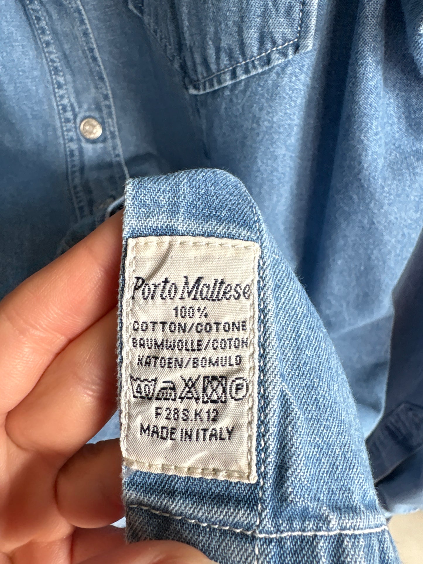 Cămașa vintage italiană din jeans moale de bumbac