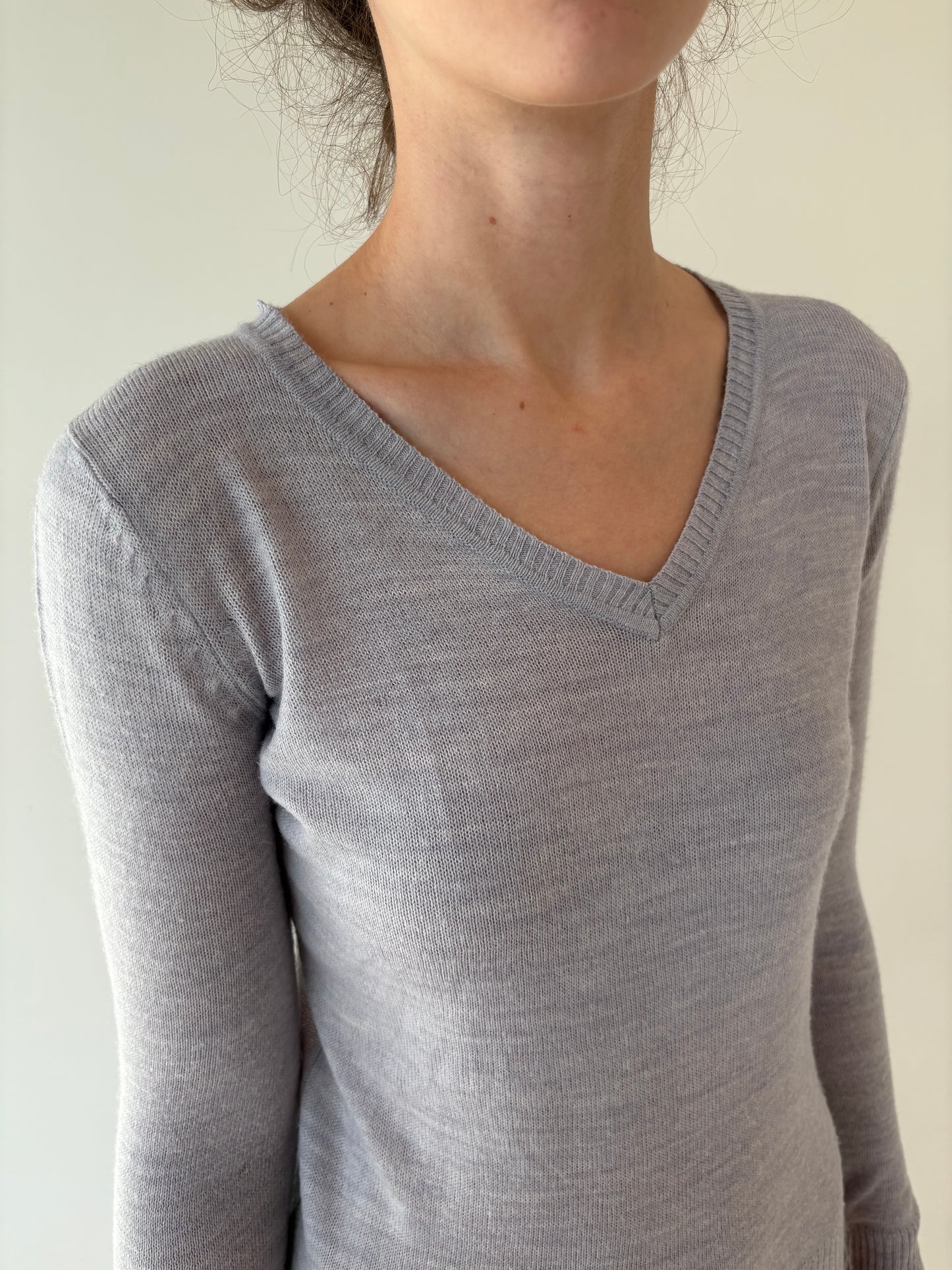 Puloveras lavender gray din mix de lana extrafina