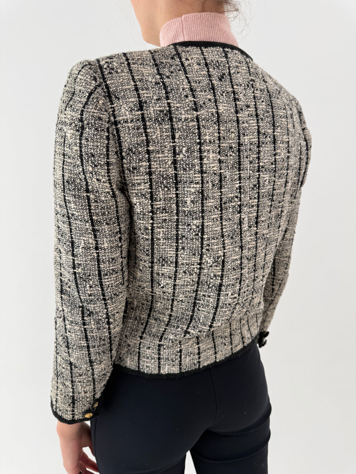 Sacou italian în stil Chanel din tweed excepțional în culori neutre din lana extrafina