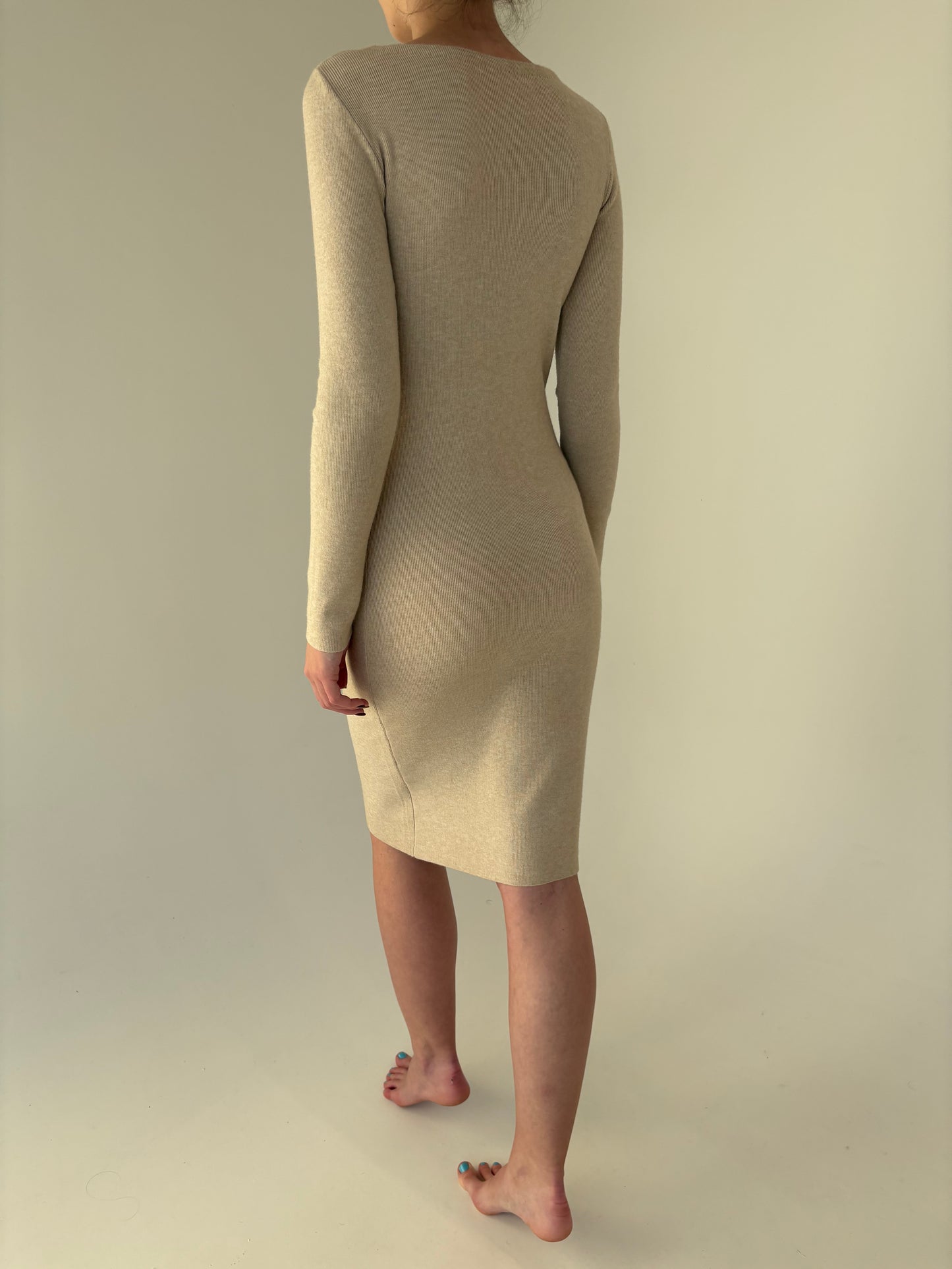 Rochie light nude din tricot excepțional de cașmir și bumbac