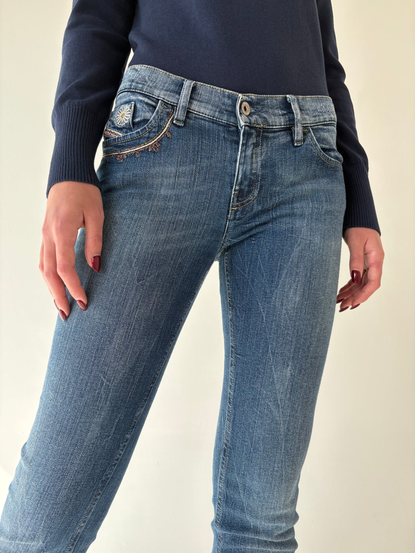 Jeans luxury vintage Diesel classic wash ușor modelator tall