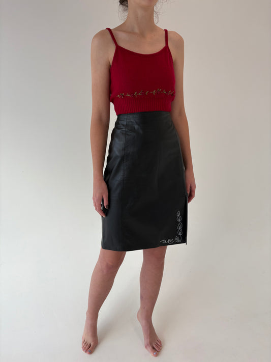 Fustă italiană din piele naturală extrem de moale cu taie ultra înaltă