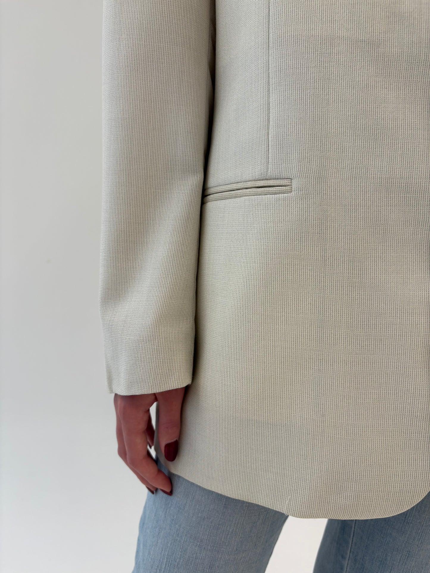 Sacou ultra premium italian off white silver gray din cea mai fină lana