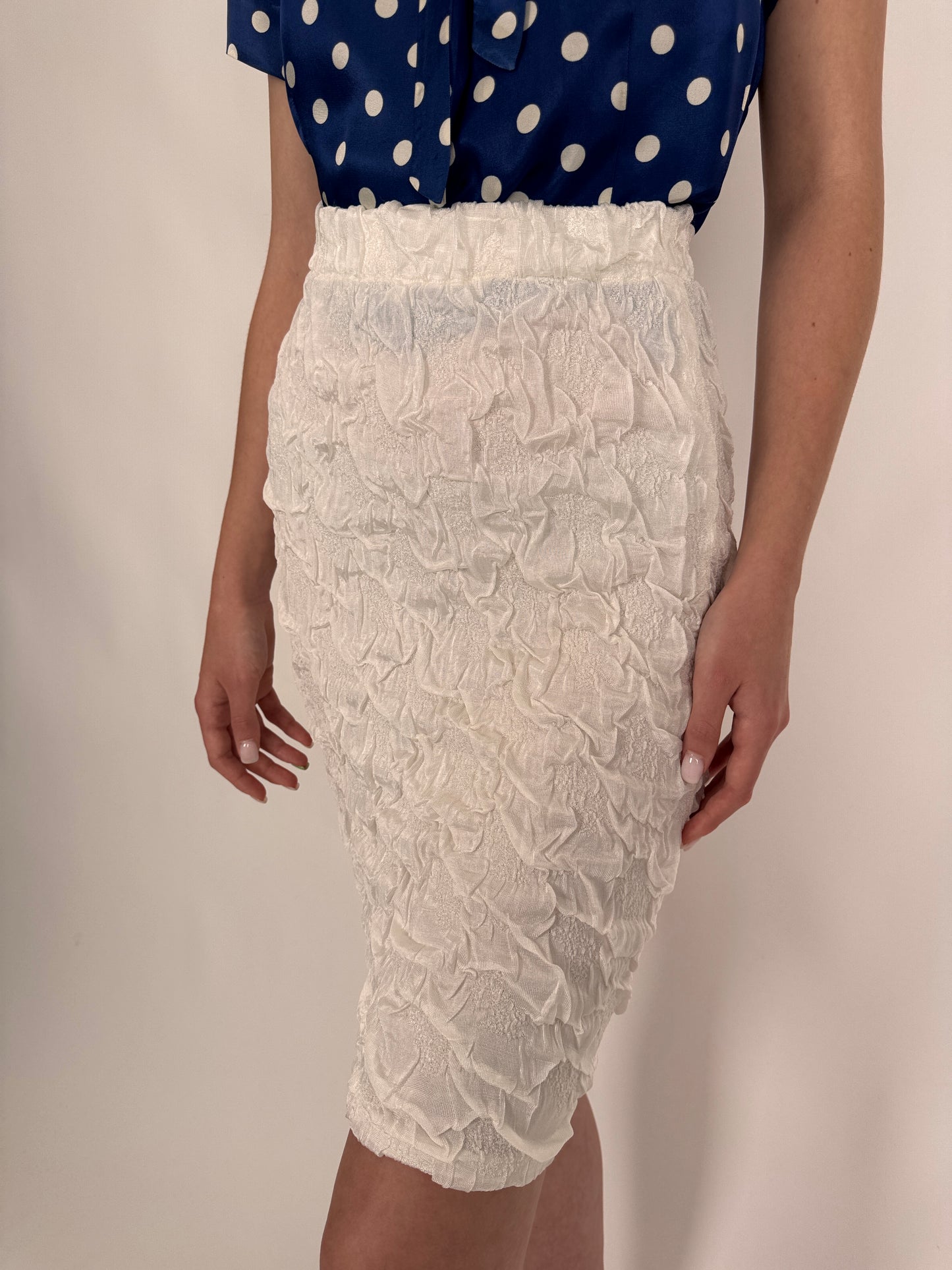 Fustă vintage modelatoare gofrata butter white