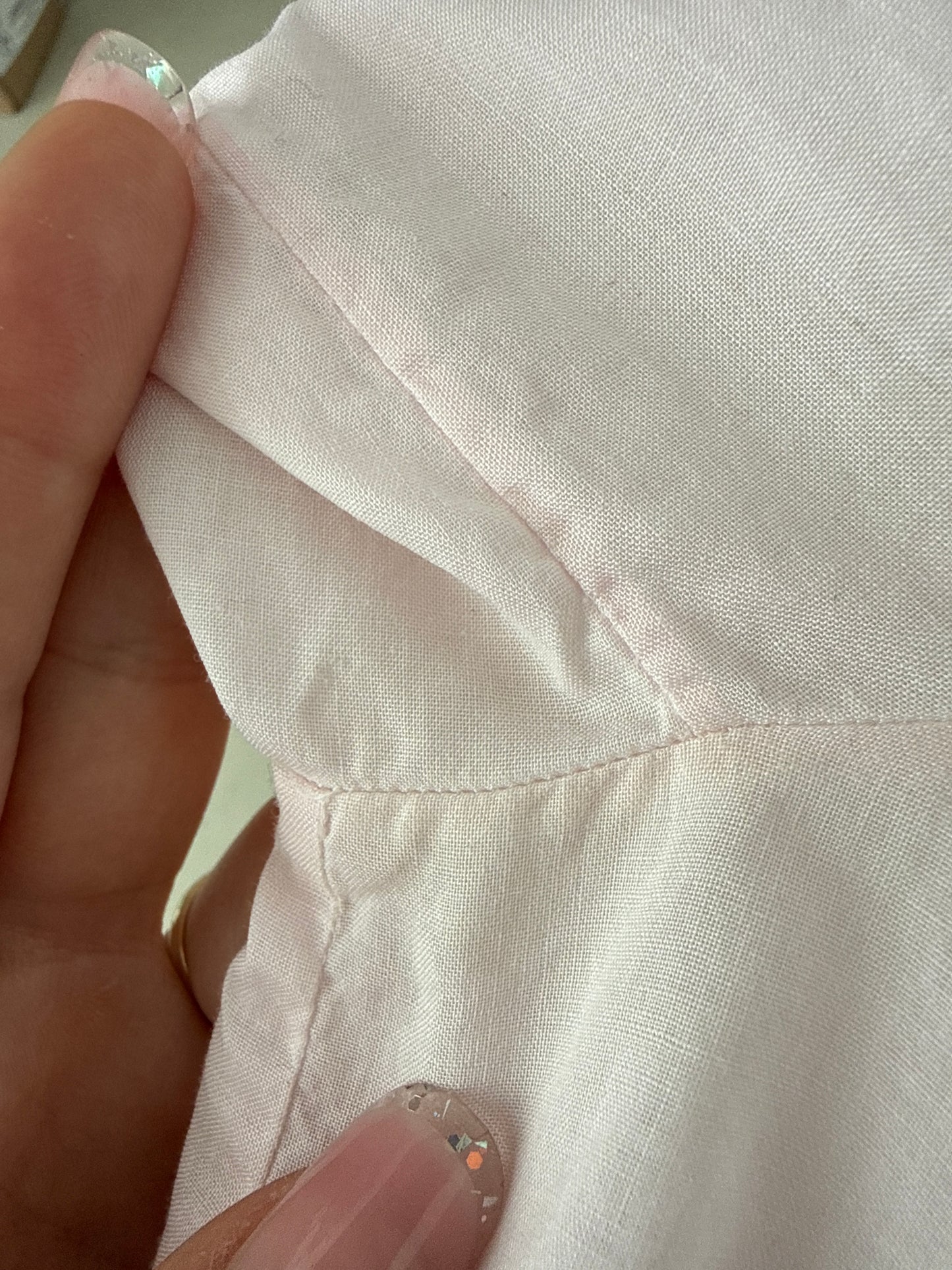 Cămașa bijuterie brodată manual powder pink din panzica de în și bumbac