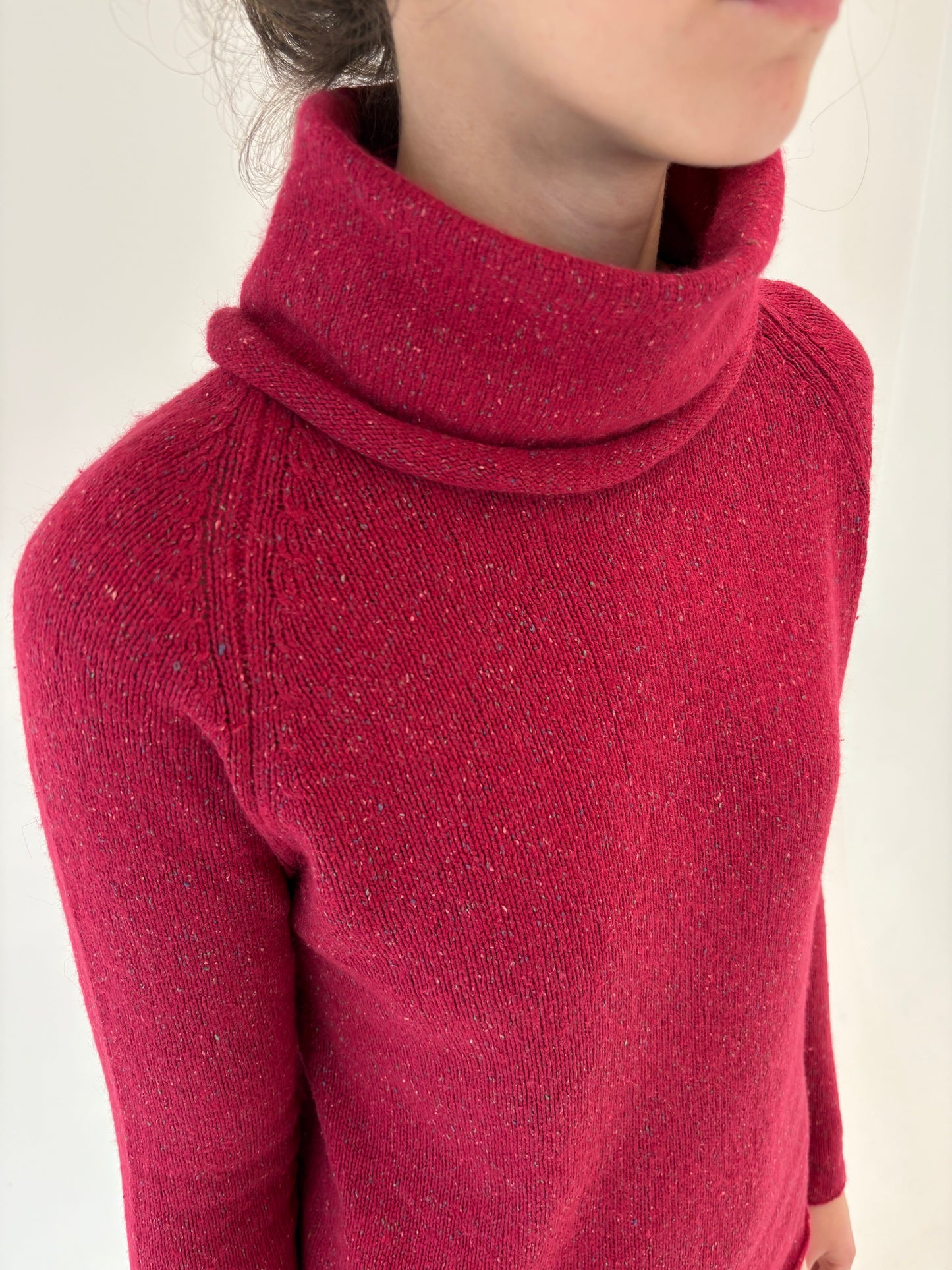 Maleta whine red din tricot de mătase naturală cu Angora de gramaj mare