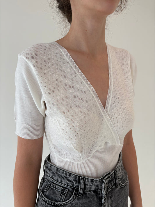 Top lung / furou cambrat din mix de lana extrafina