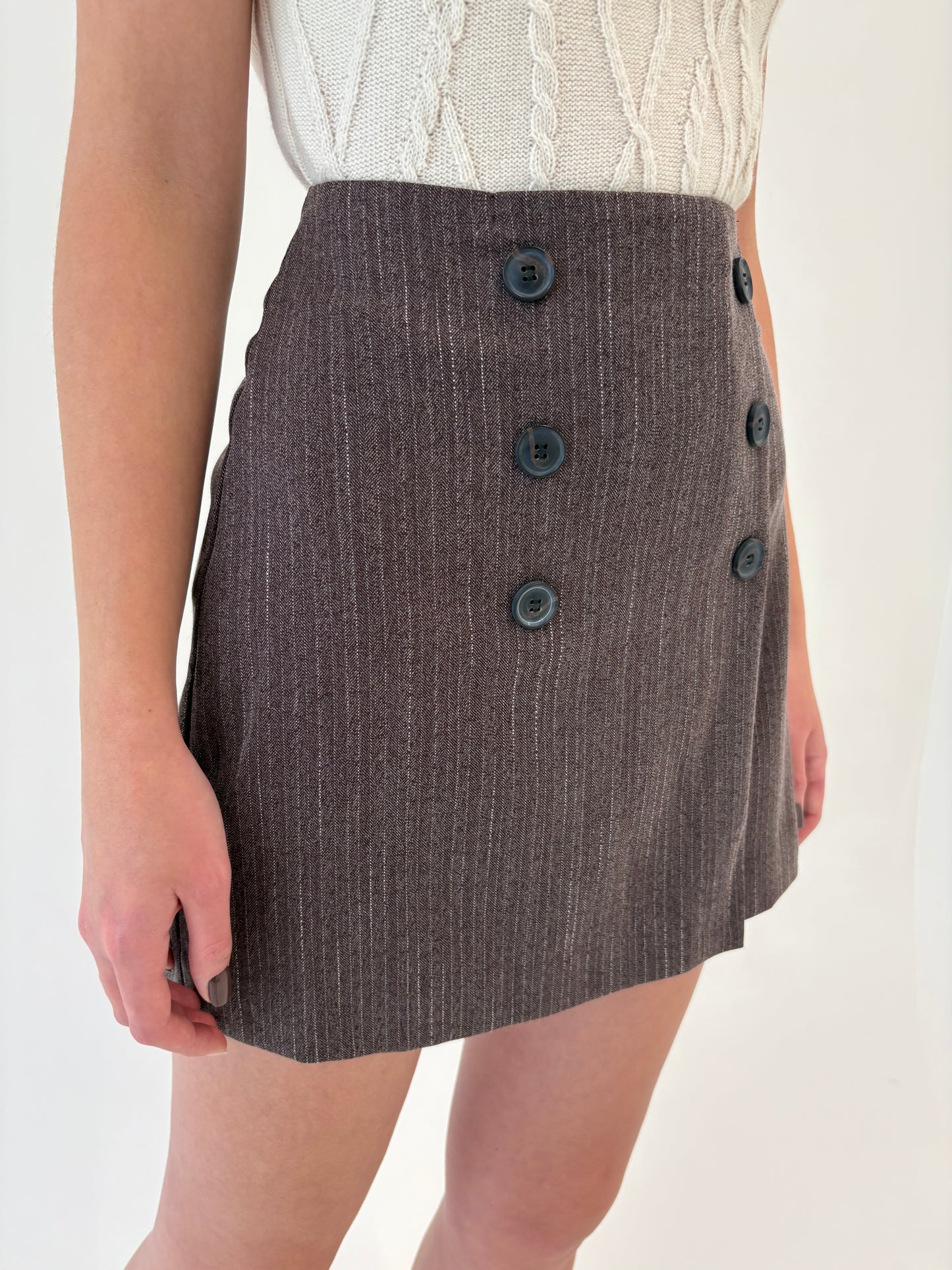 Fustă mini taupe brown din stofita