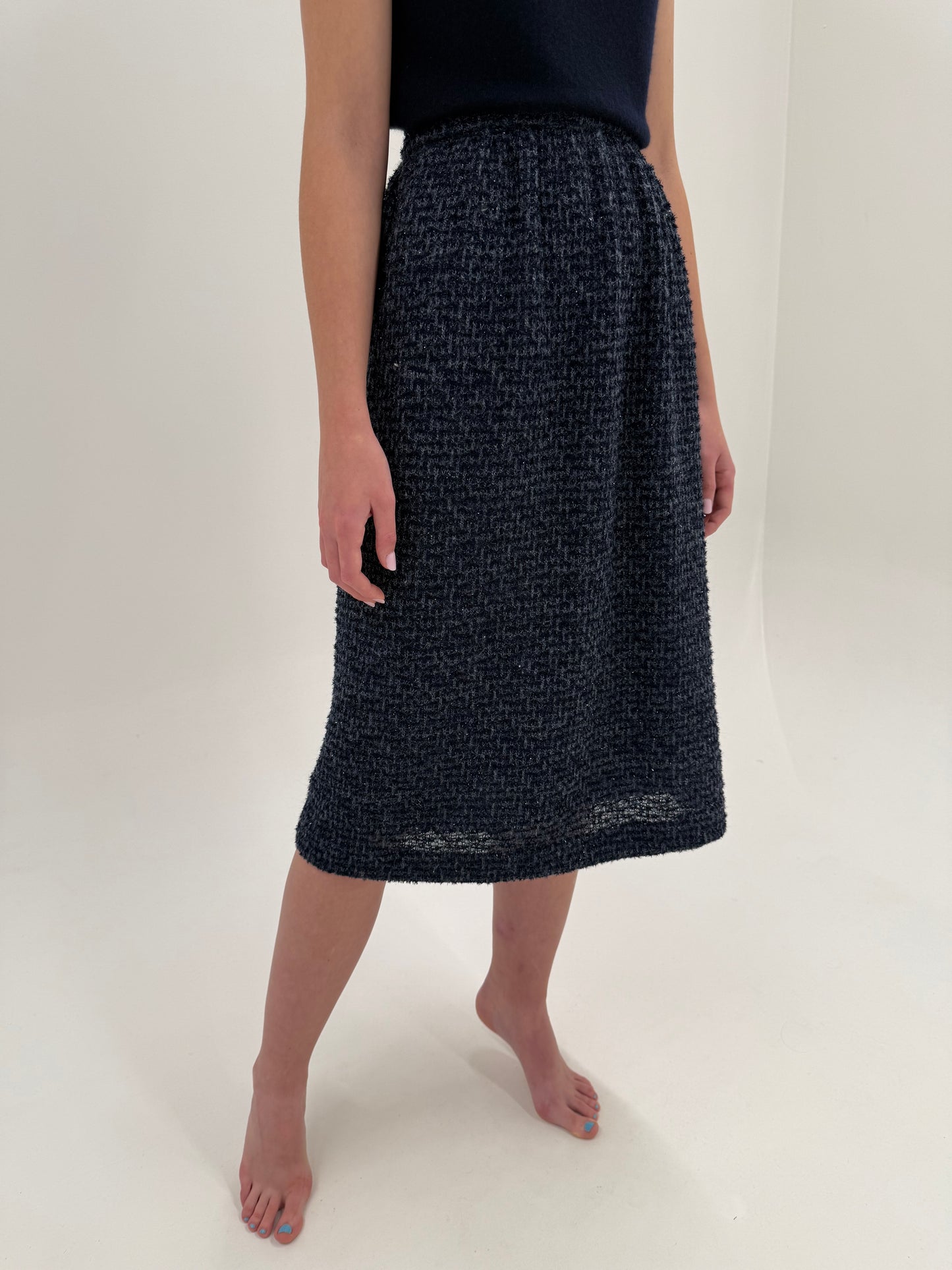 Fustă luxury în stil Chanel din boucle de lana prețios în croi super amplu