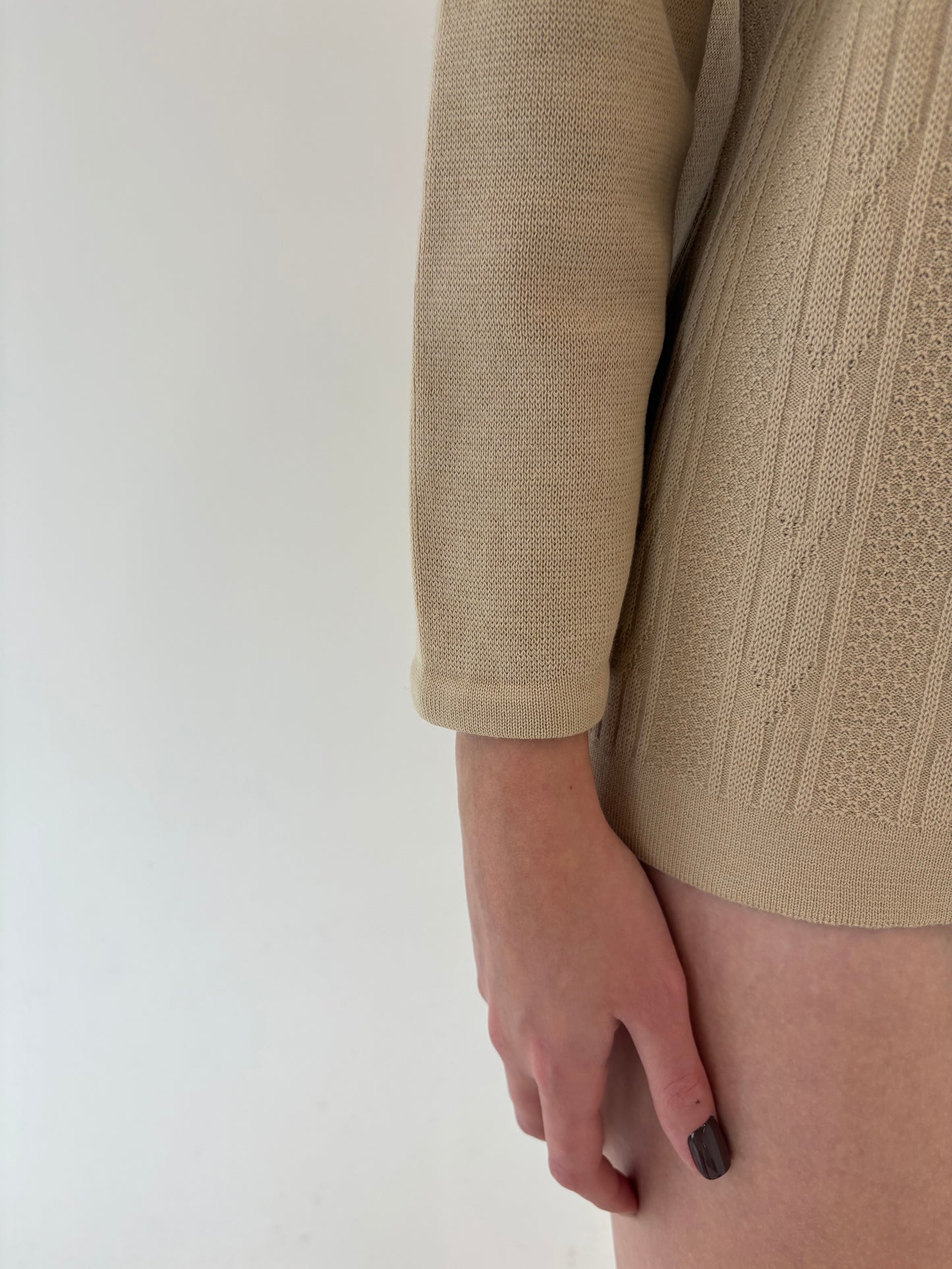 Cardigan vintage camel din lana extrafina cu torsade