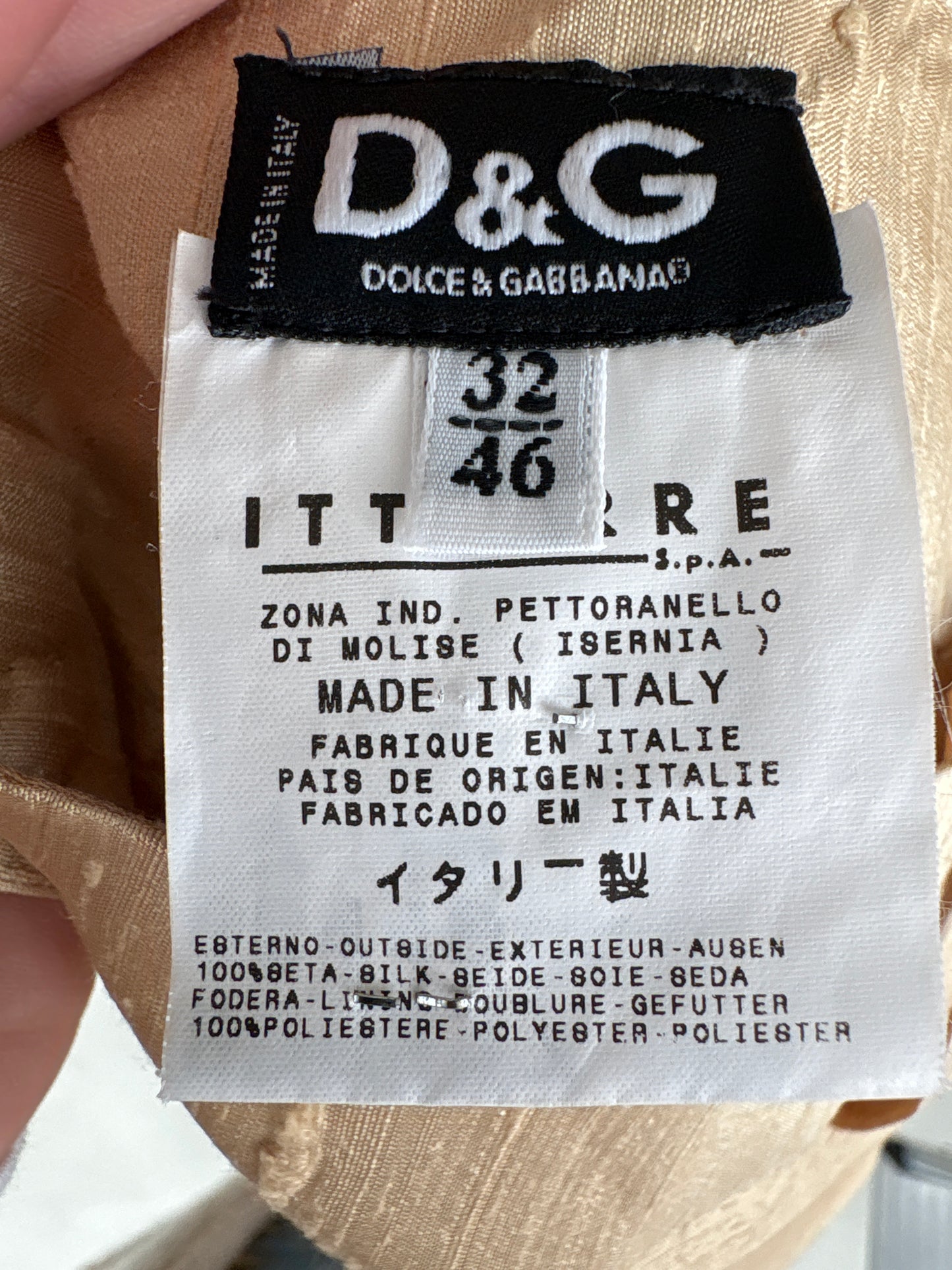 Pantaloni Dolce& Gabbana din mătase naturală dupioni light gold