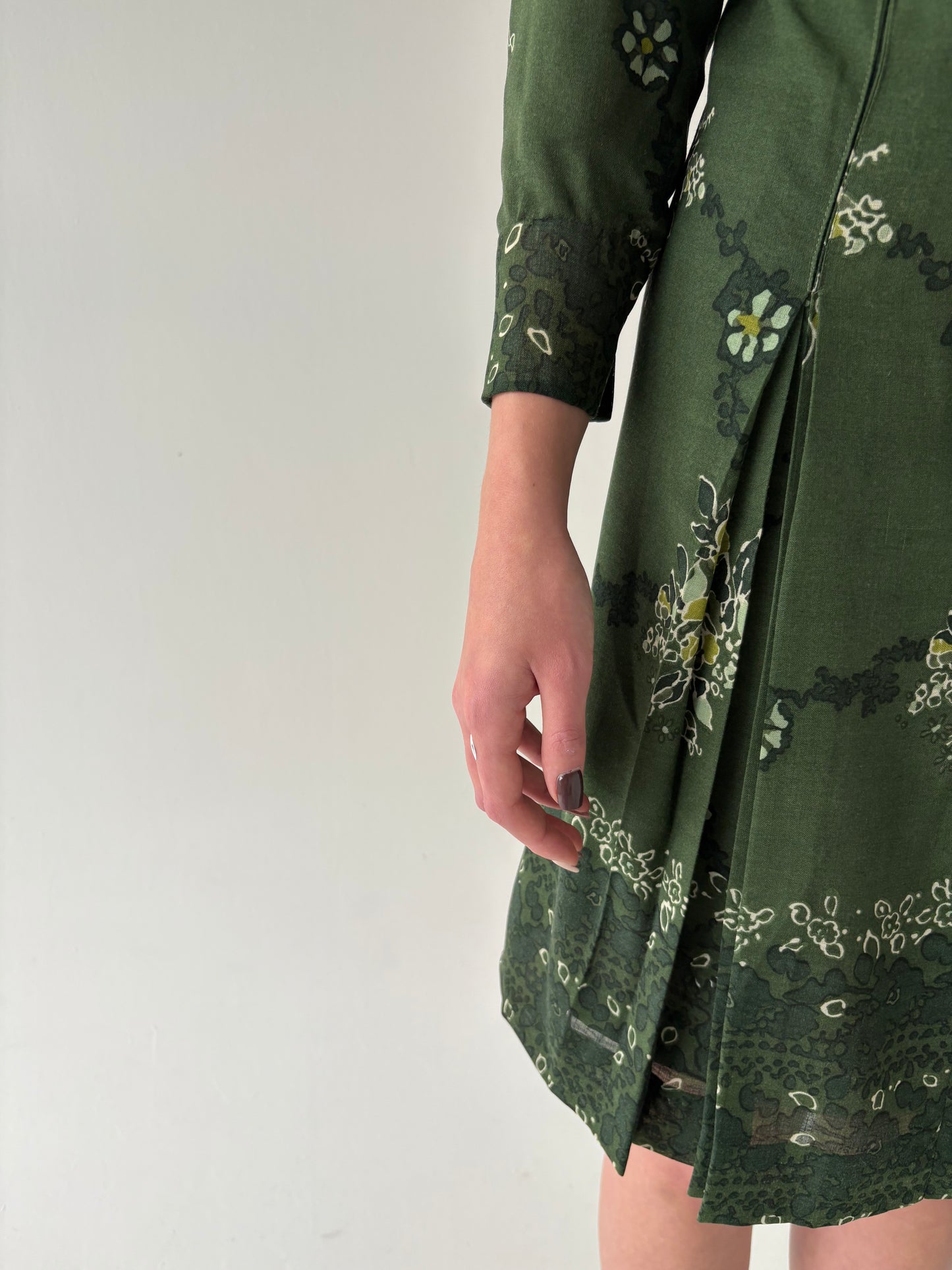 Rochie vintage petite forest green din lana extrafina