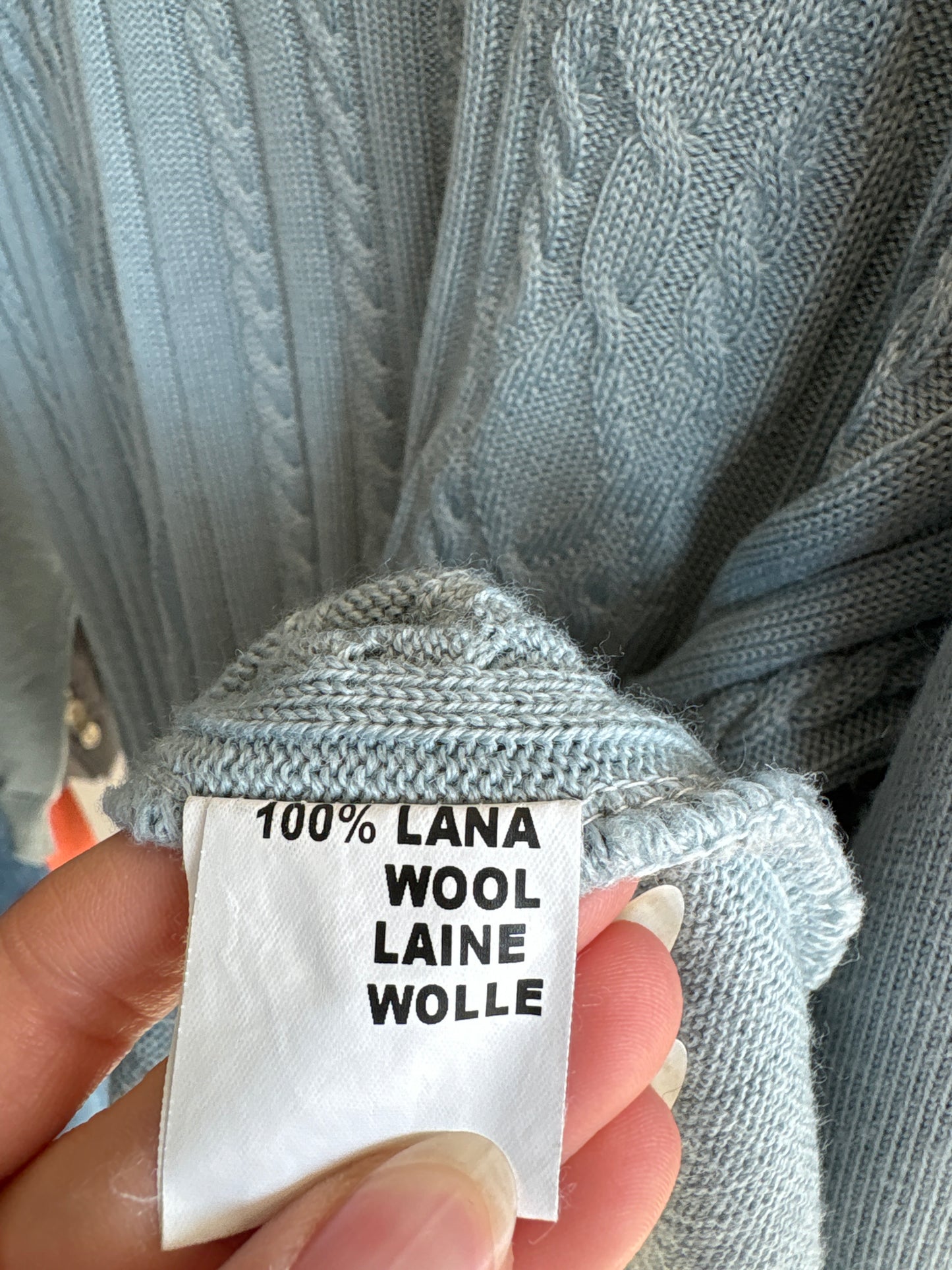 Pulover baby Blue cu torsade din lana merino extrafina de gramaj mare