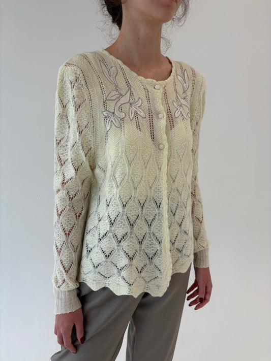 Cardigan vintage sueoeb italian super dantelat din mix de lana extrafina