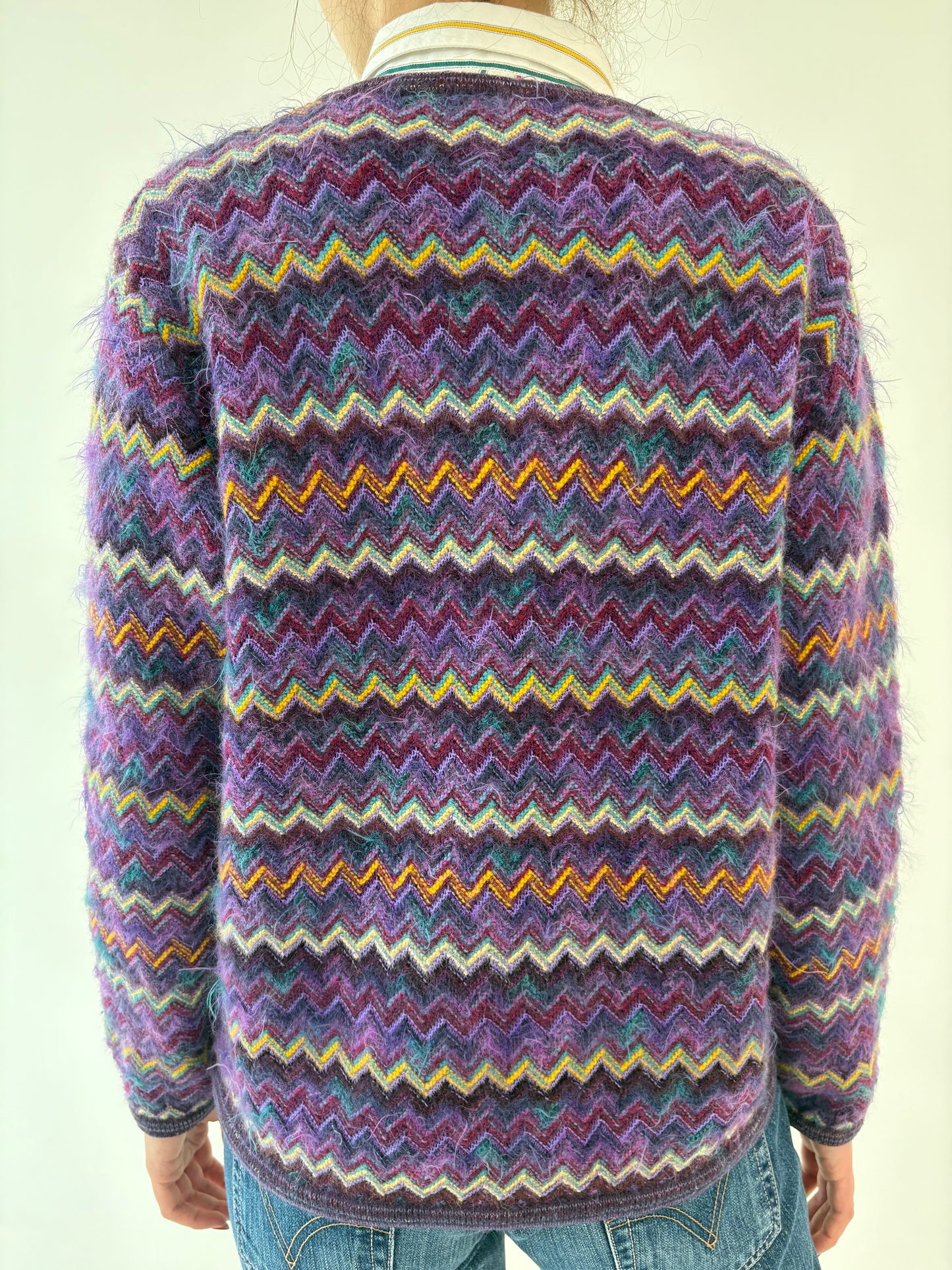 Cardigan vintage italian excepționali în stil Missoni din lana extrafina