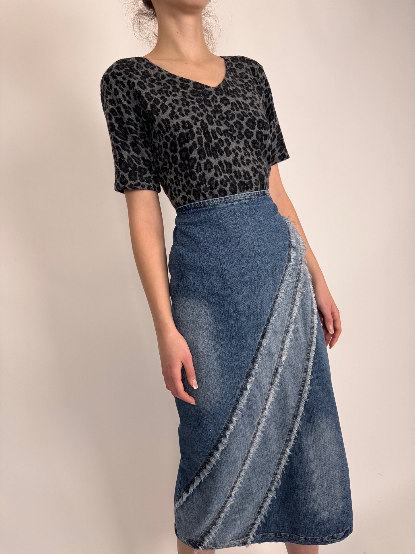 Fustă din jeans moale cu talie înaltă