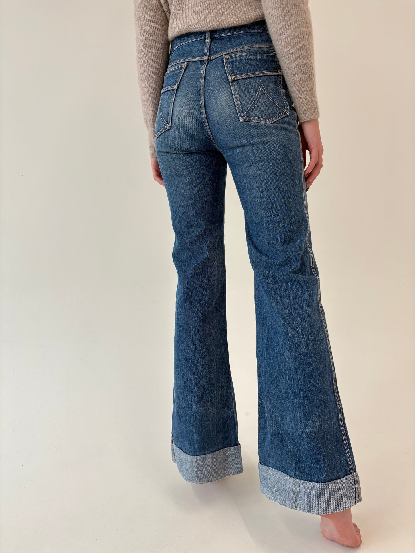 Jeans vintage tall evazați cu talie ultra înaltă classic wash