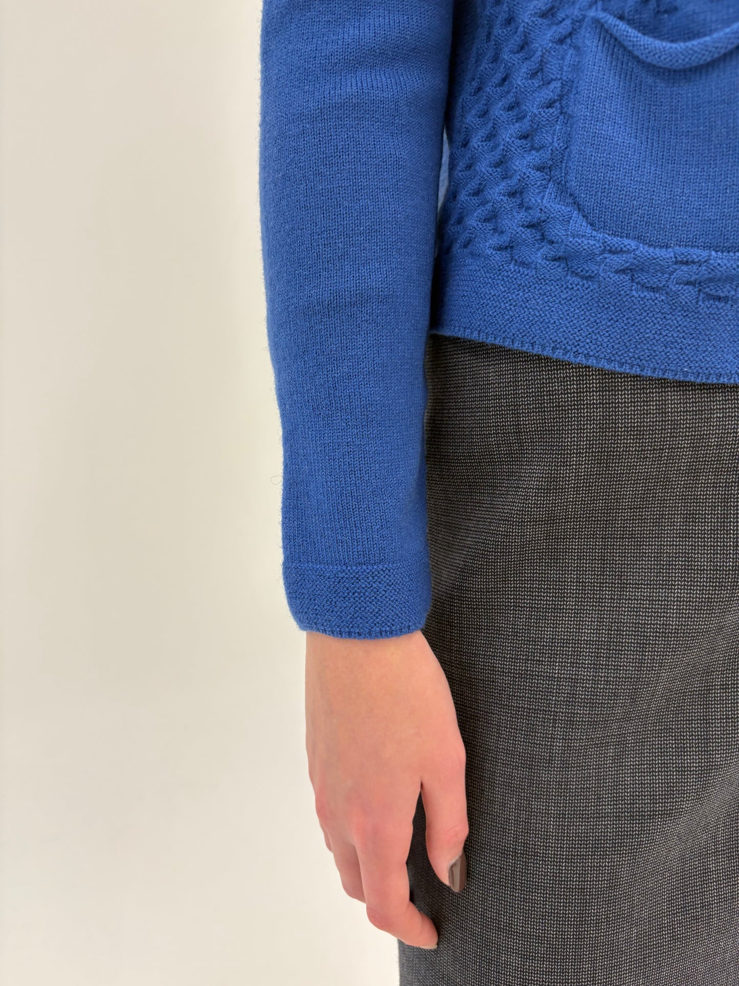 Cardigan gros de gramaj mare albastru ciel din lana merino extrafina