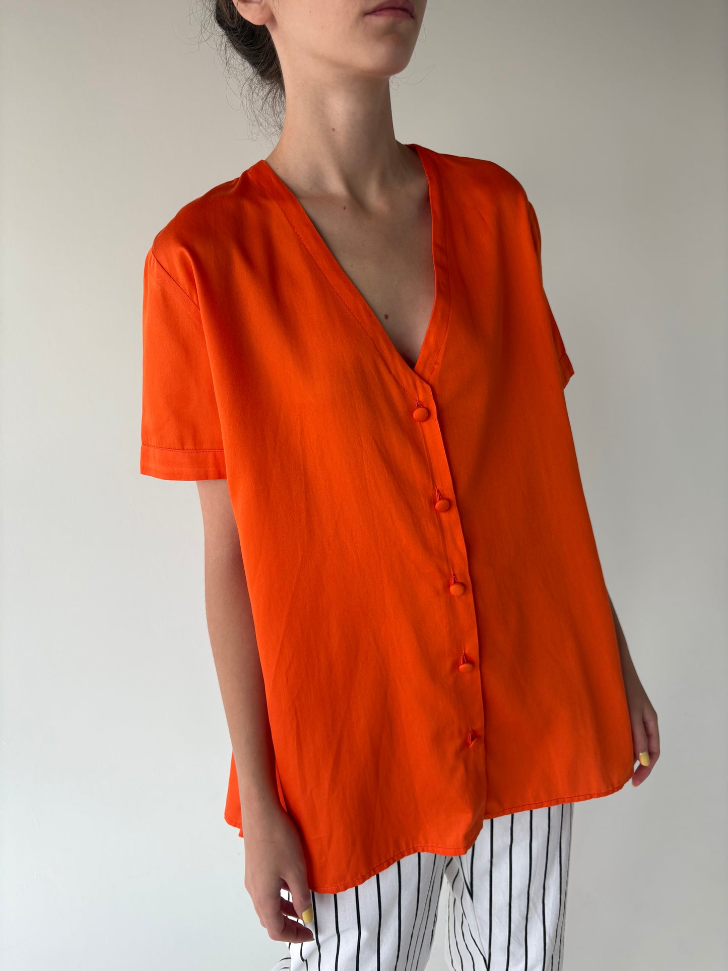 Cămașa din bumbac premium ușor satinat tangerine orange