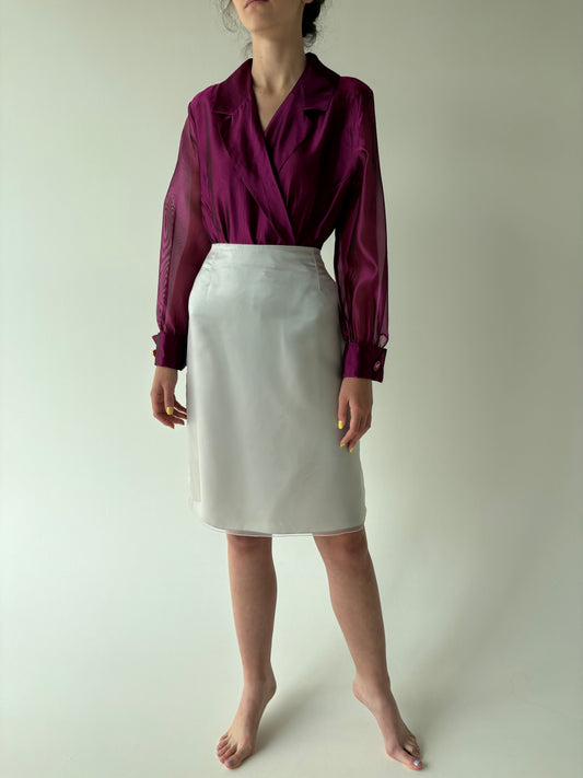 Fustă italiană din organza silver gray în stil Prada