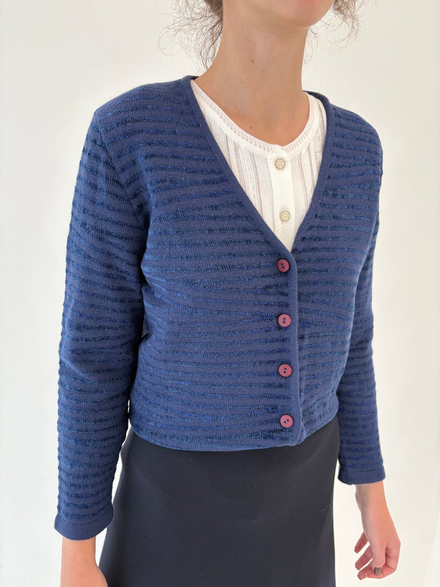 Cardigan texturat din mix de lana extrafina de gramaj mare cu inserții