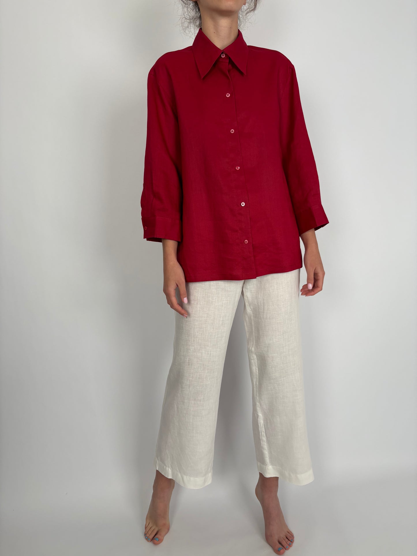 Cămașa de brand luxury plus size Elena Miro din ramie